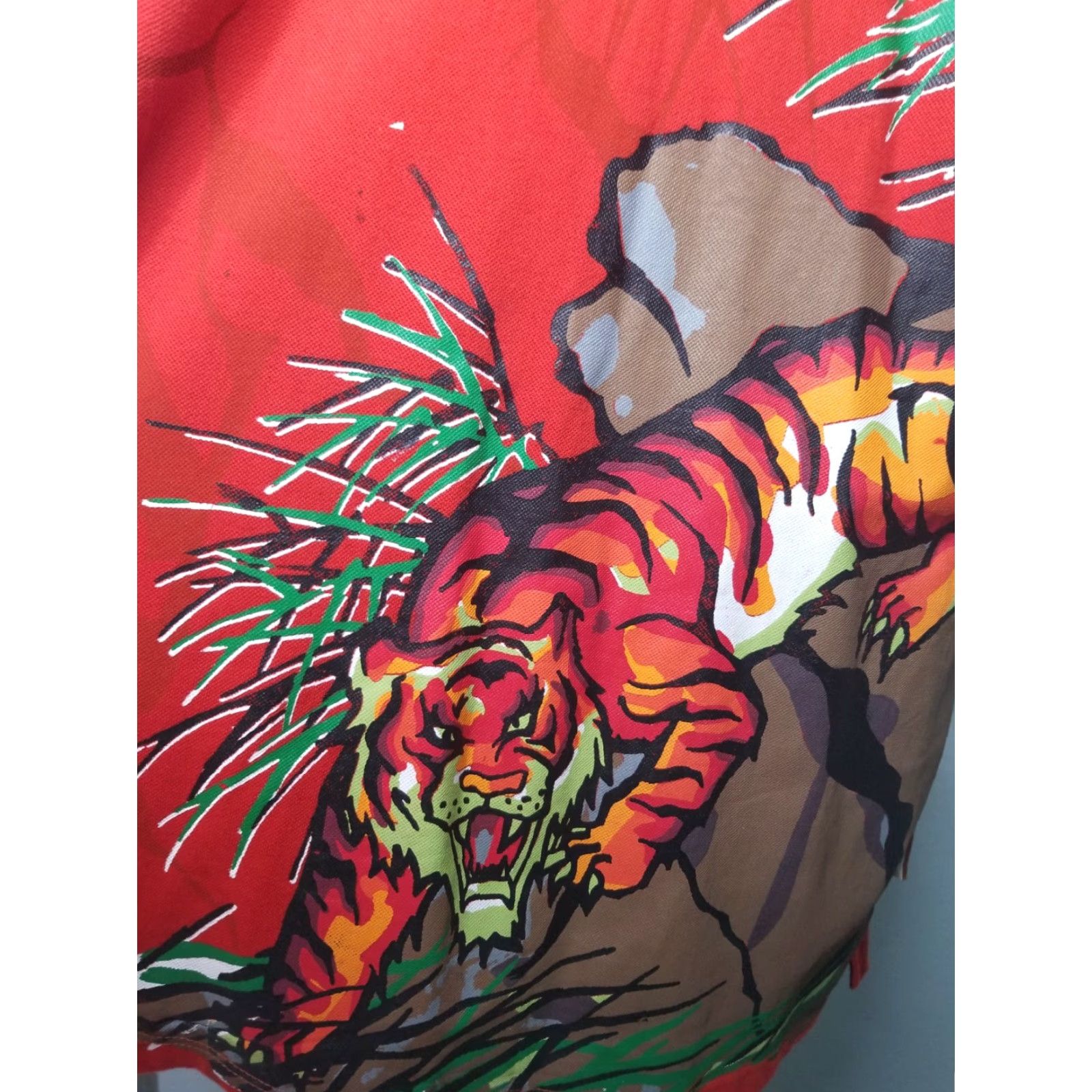 Vintage ASK DNM Mens Polo Shirt Tiger Graphic All Over Print 4XL Red Collared Short Sleeve Shirt Men Big & Tall Tiger Print Polo 4XL Mens Size US XXL / EU 58 / 5 - 2 Thumbnail