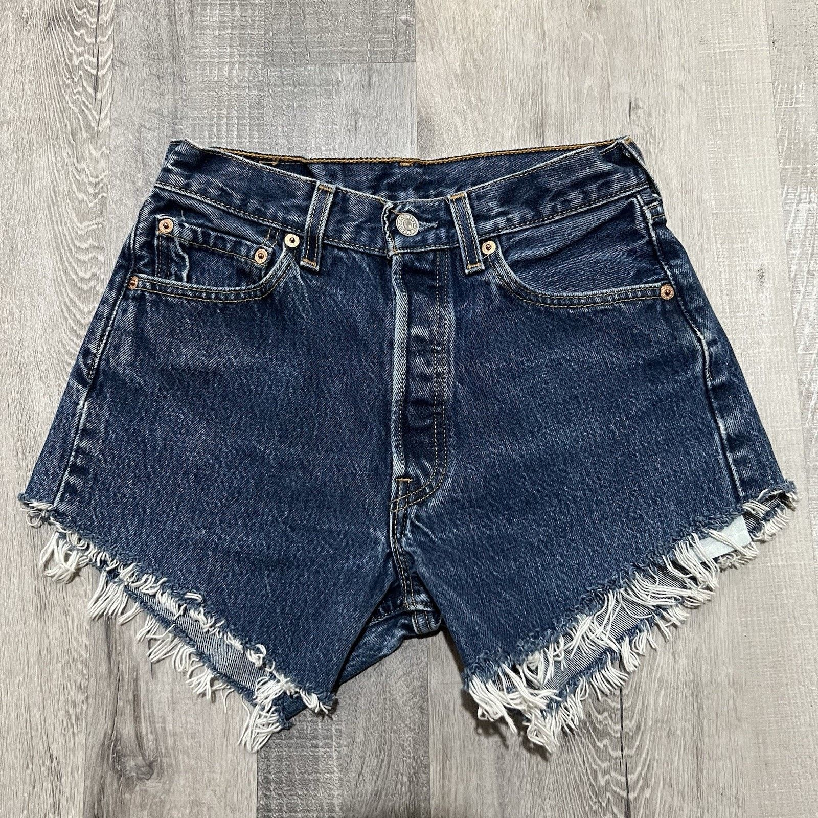 Levi's VTG Levis 501 Button Fly Dark Wash USA Daisy Duke Shorts Size 27" / US 4 / IT 40 - 1 Thumbnail