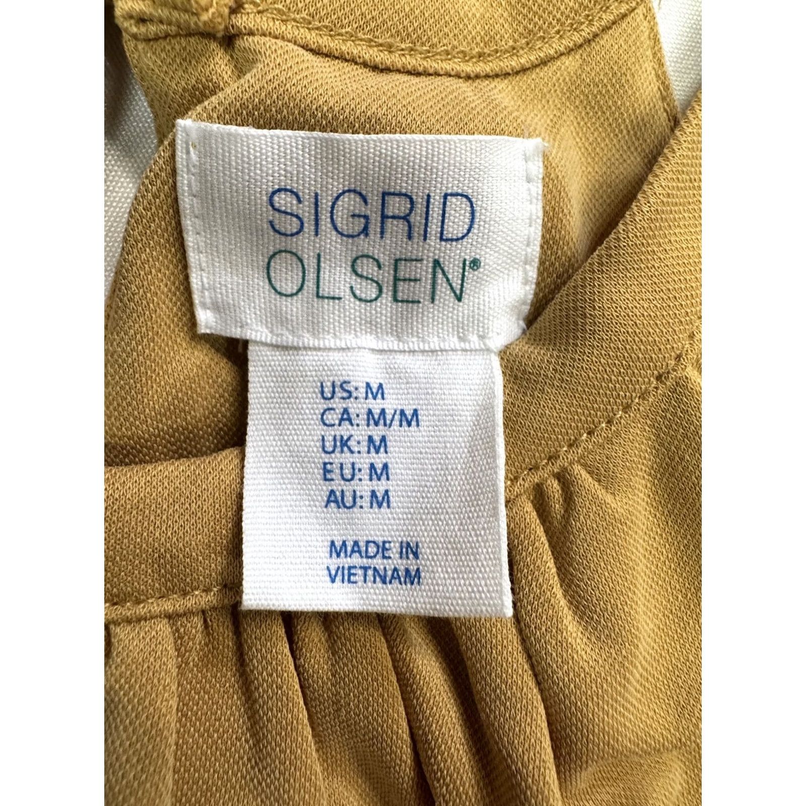 Vintage VINTAGE Sigrid Olsen Women's Mustard Halter Swing Dress M Sleeveless Swing Mustard Casual Summer 90s Mens Womens Size M / US 6-8 / IT 42-44 - 2 Thumbnail