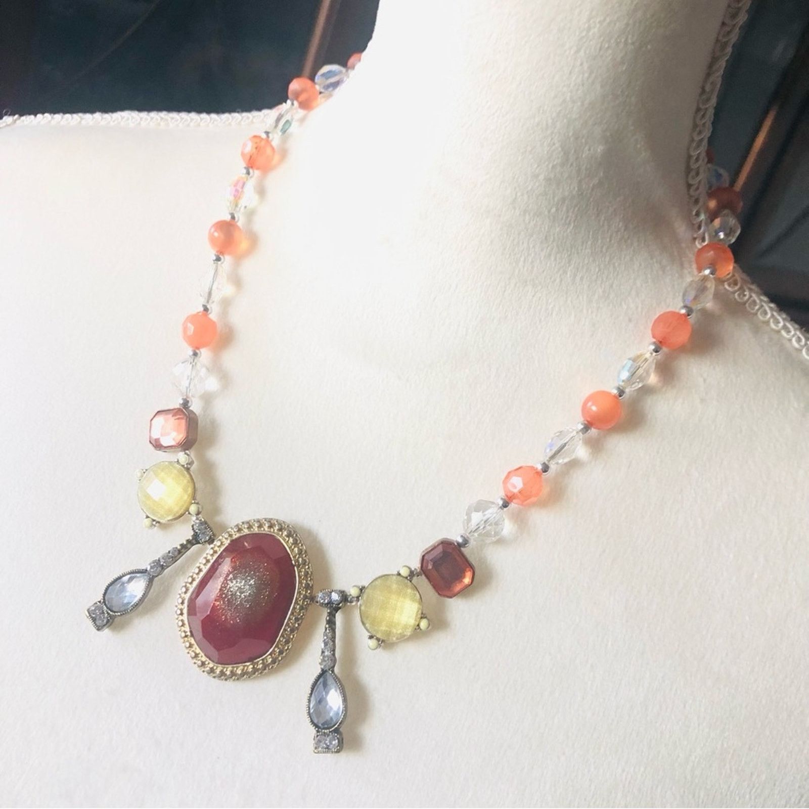 Handmade Handcrafted Hawaiian sunset crystal bead stone necklace Size ONE SIZE - 3 Thumbnail