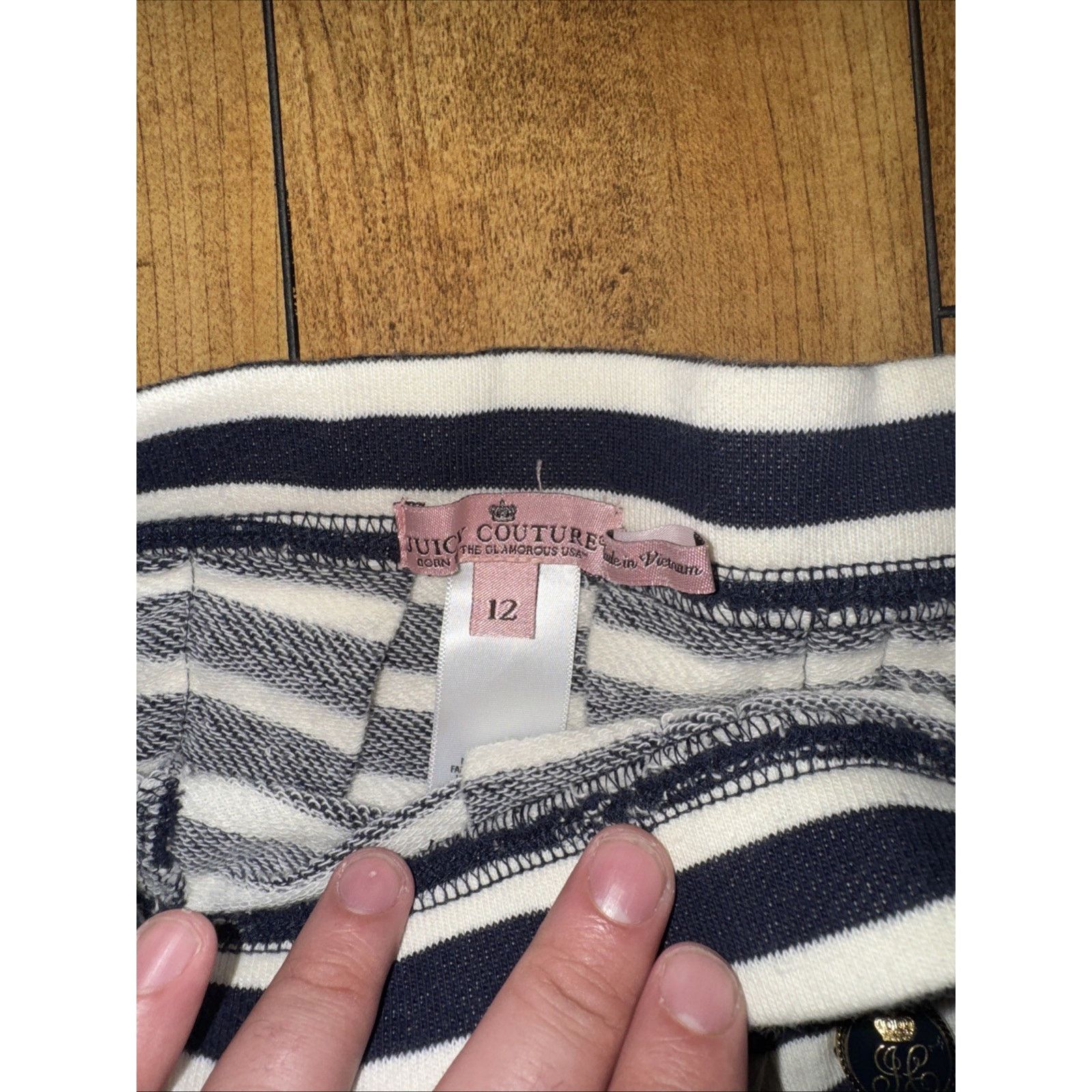 Juicy Couture × Vintage Juicy Couture Striped Mini Skirt Navy White Y2K Size 12 Size 34" / US 12 / IT 48 - 3 Thumbnail