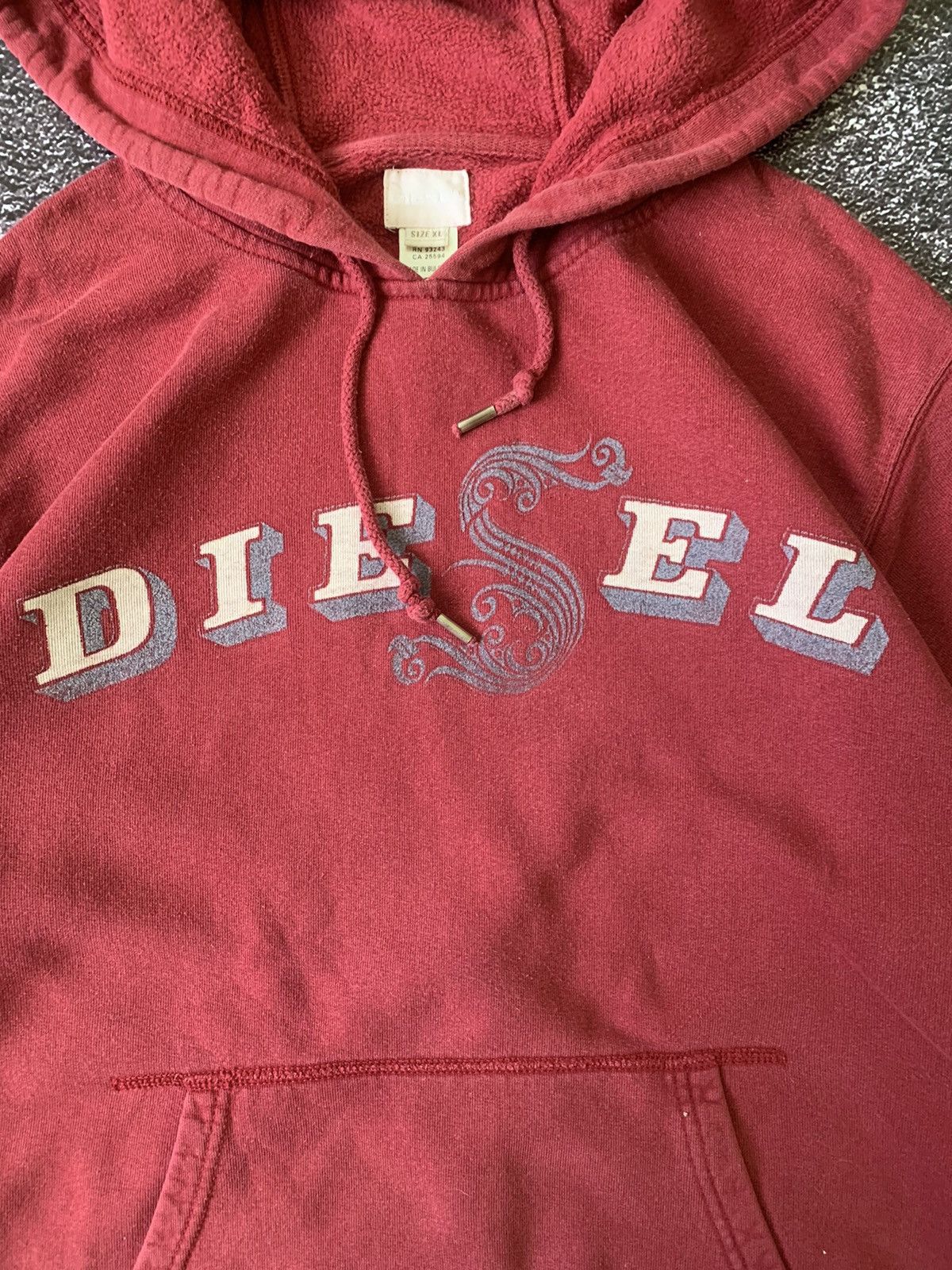 Diesel Vintage Diesel Big Logo Red Hoodie Size US XL / EU 56 / 4 - 3 Thumbnail