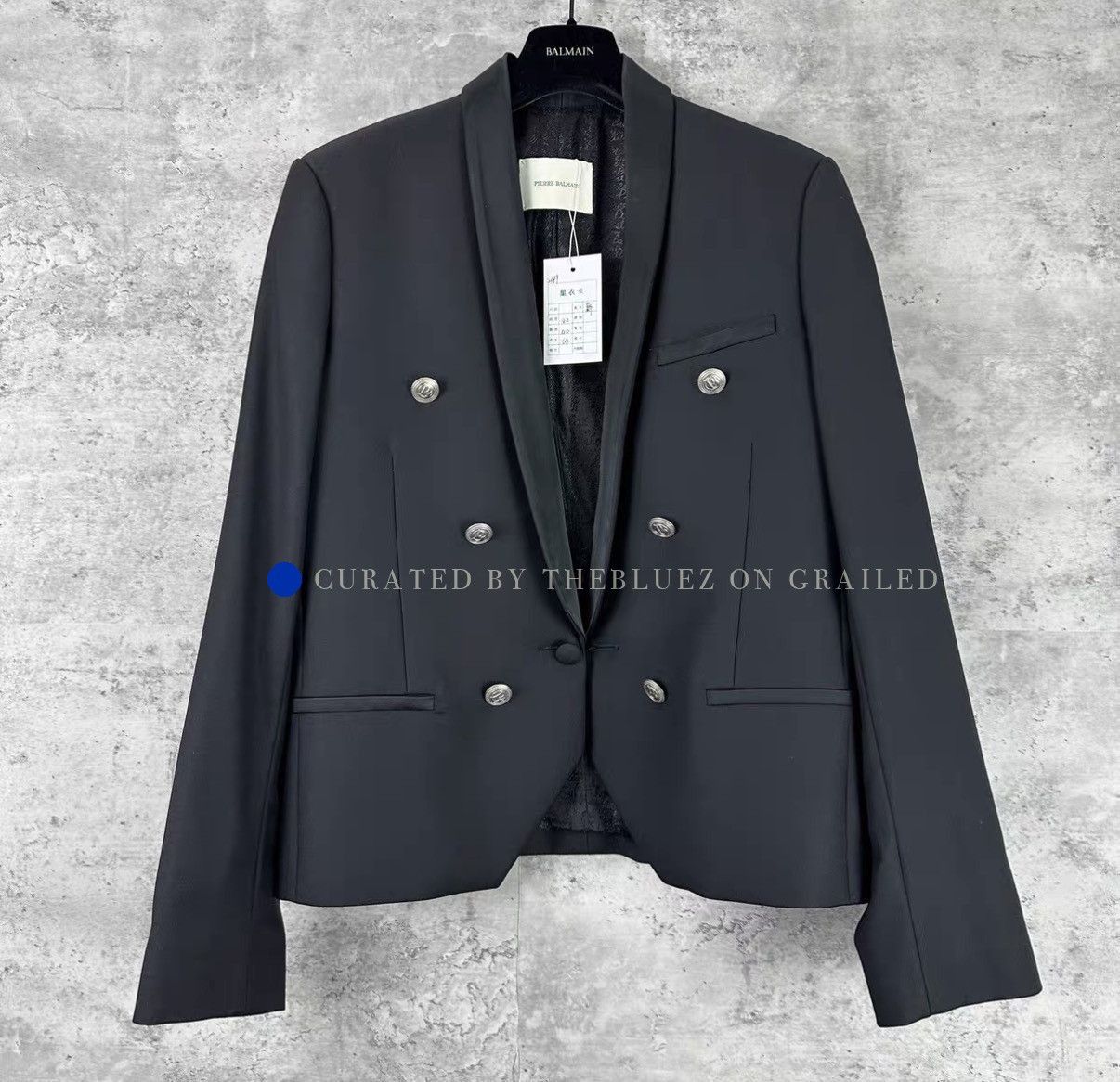 Balmain Double-Breasted Satin Blazer in Black Size US M / EU 48-50 / 2 - 1 Thumbnail