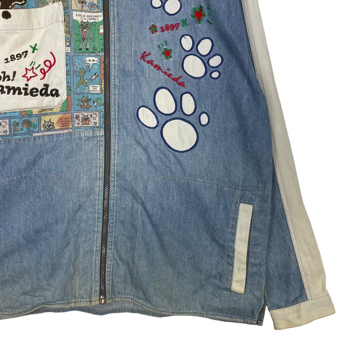 Japanese Brand × Jean Charles De Castelbajac × Vintage 💥JAPAN OH KAMIEDA CARTOON EMBROIDERY DENIM Size US L / EU 52-54 / 3 - 4 Thumbnail