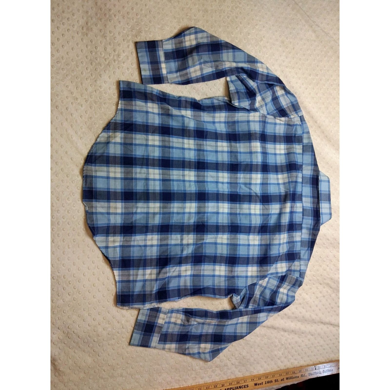 Vintage Montgomery Ward Plaid Work Shirt XL Blue 1980s Vintage Button-Front Cotton Blend Long Sleeve Mens Size US XL / EU 56 / 4 - 6 Thumbnail