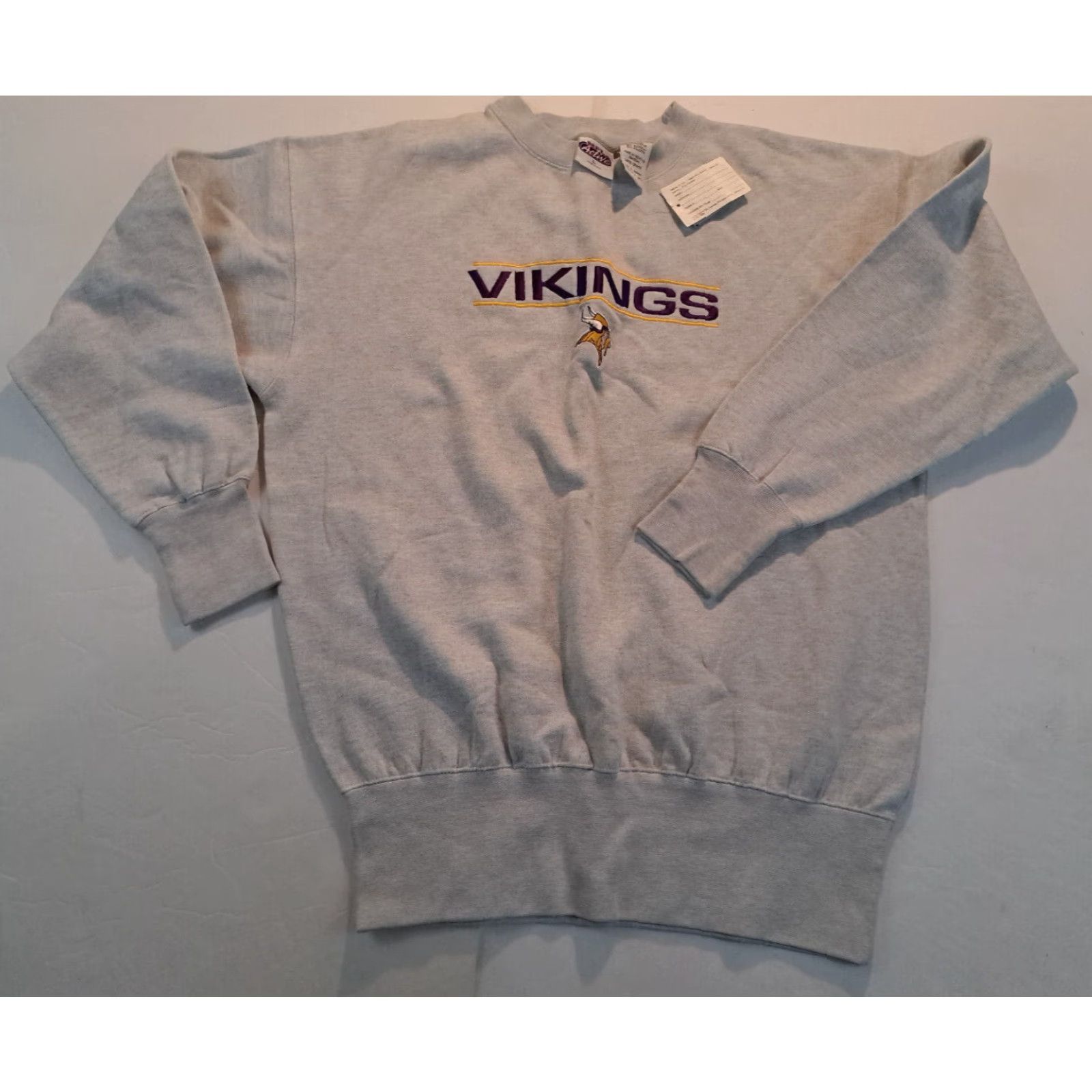 NFL NFL Active Minnesota Vikings Sweatshirt L Gray Embroidered Crew Neck Pullover Heavyweight Football USA Men Size US L / EU 52-54 / 3 - 8 Thumbnail
