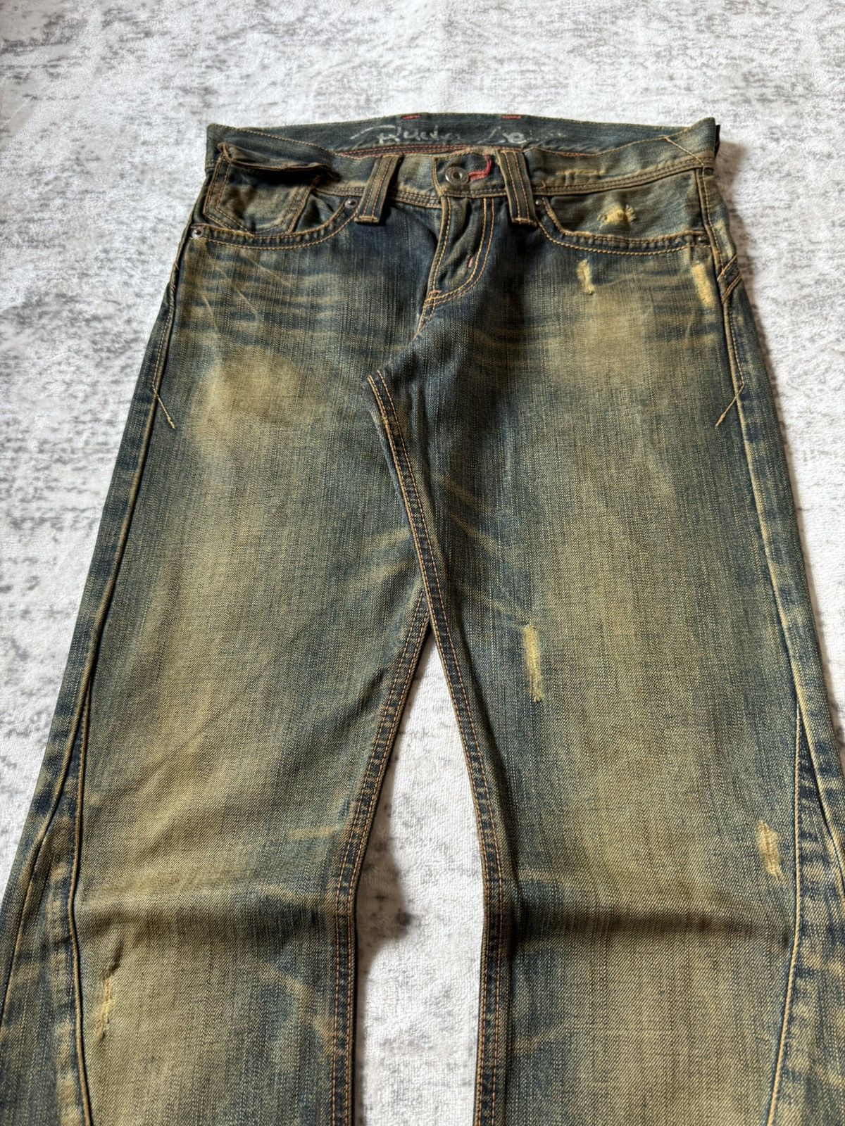 2000s Edwin V-Cut Mudwashed Flare Denim Archive