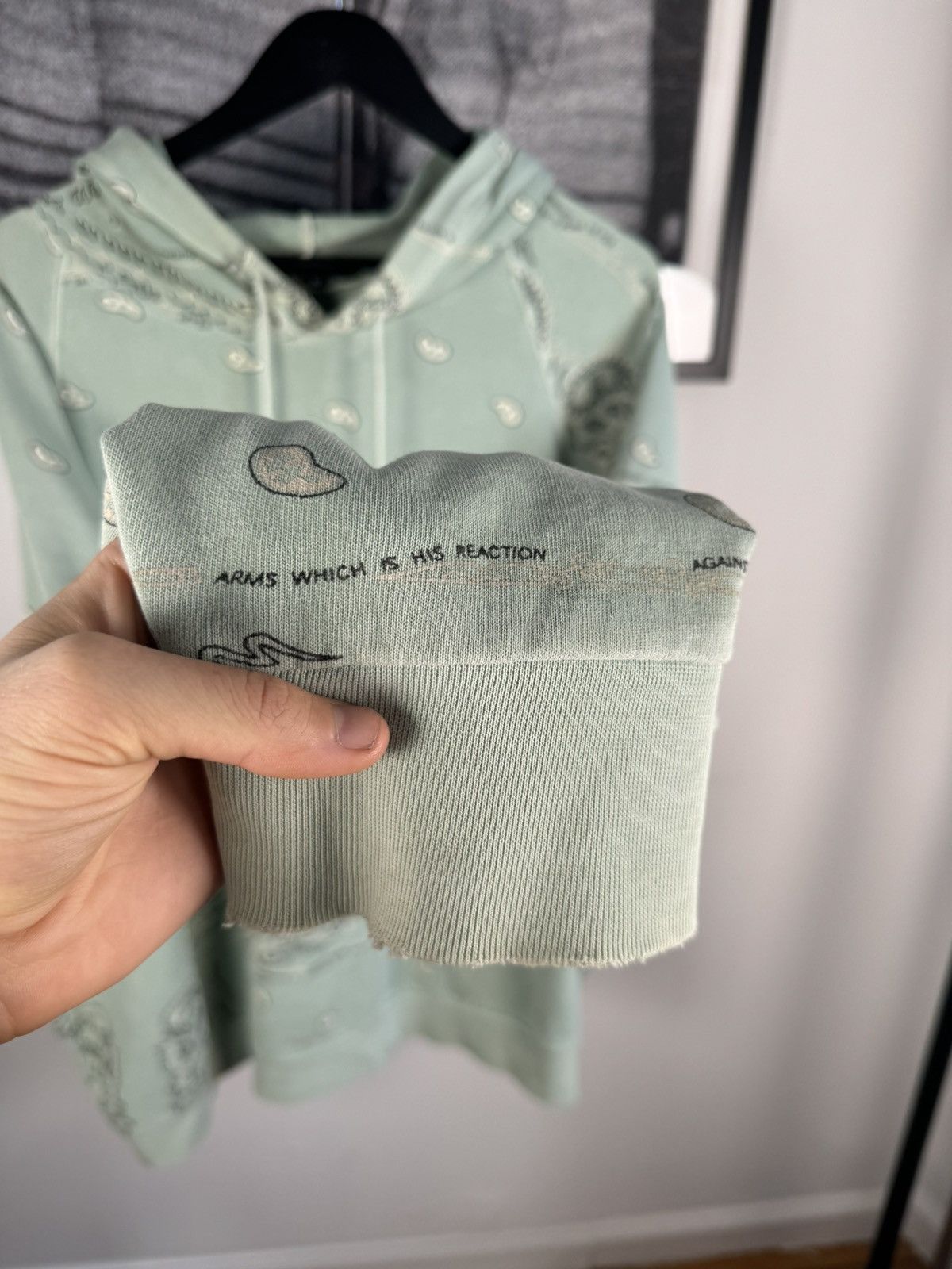 Raf Simons 🚭ARCHIVE GRAIL🚭 F/W 2004-2005 "WAVES" SEAFOAM PAISLEY HOODIE Size US XL / EU 56 / 4 - 16 Thumbnail