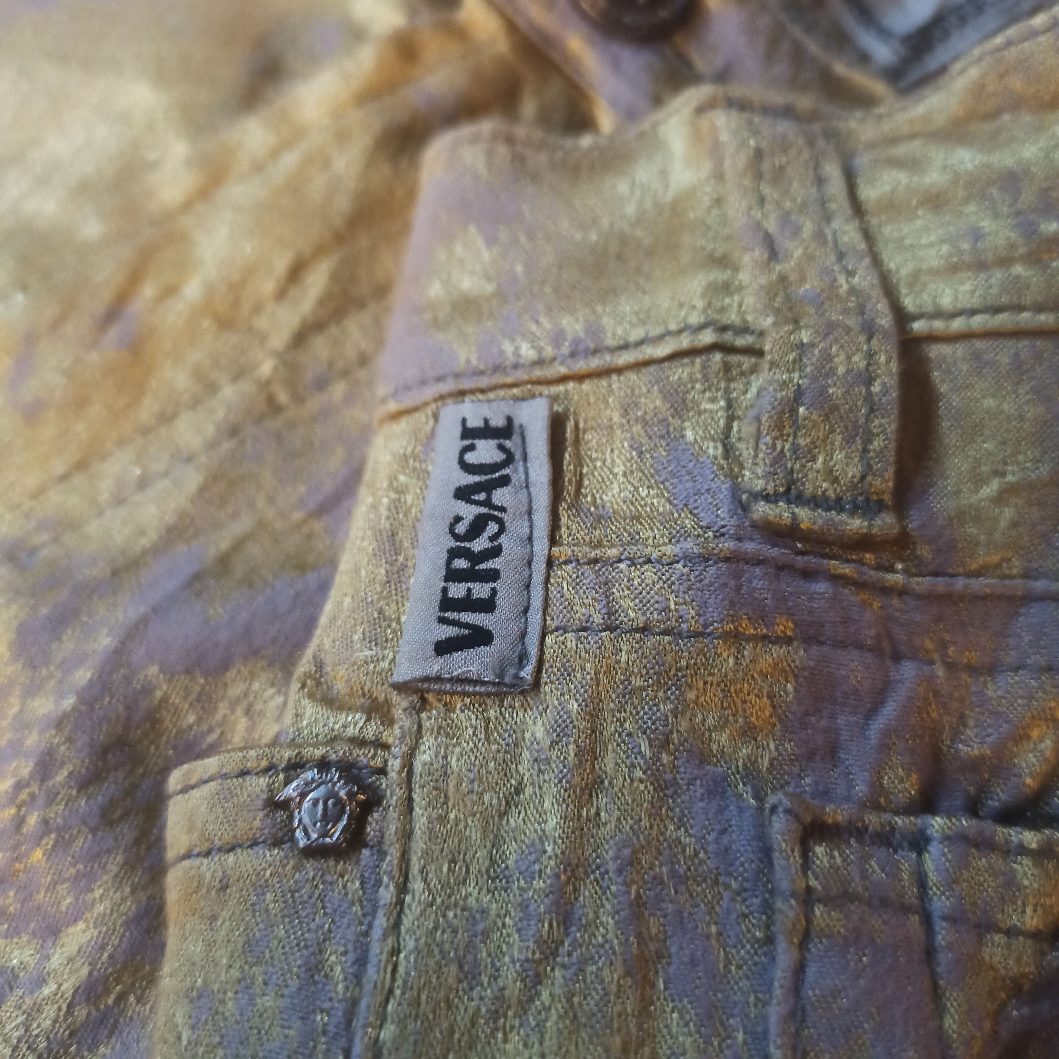 Versace Rare VERSACE bronze metallic barocco borcate pants Size 27" / US 4 / IT 40 - 12 Thumbnail