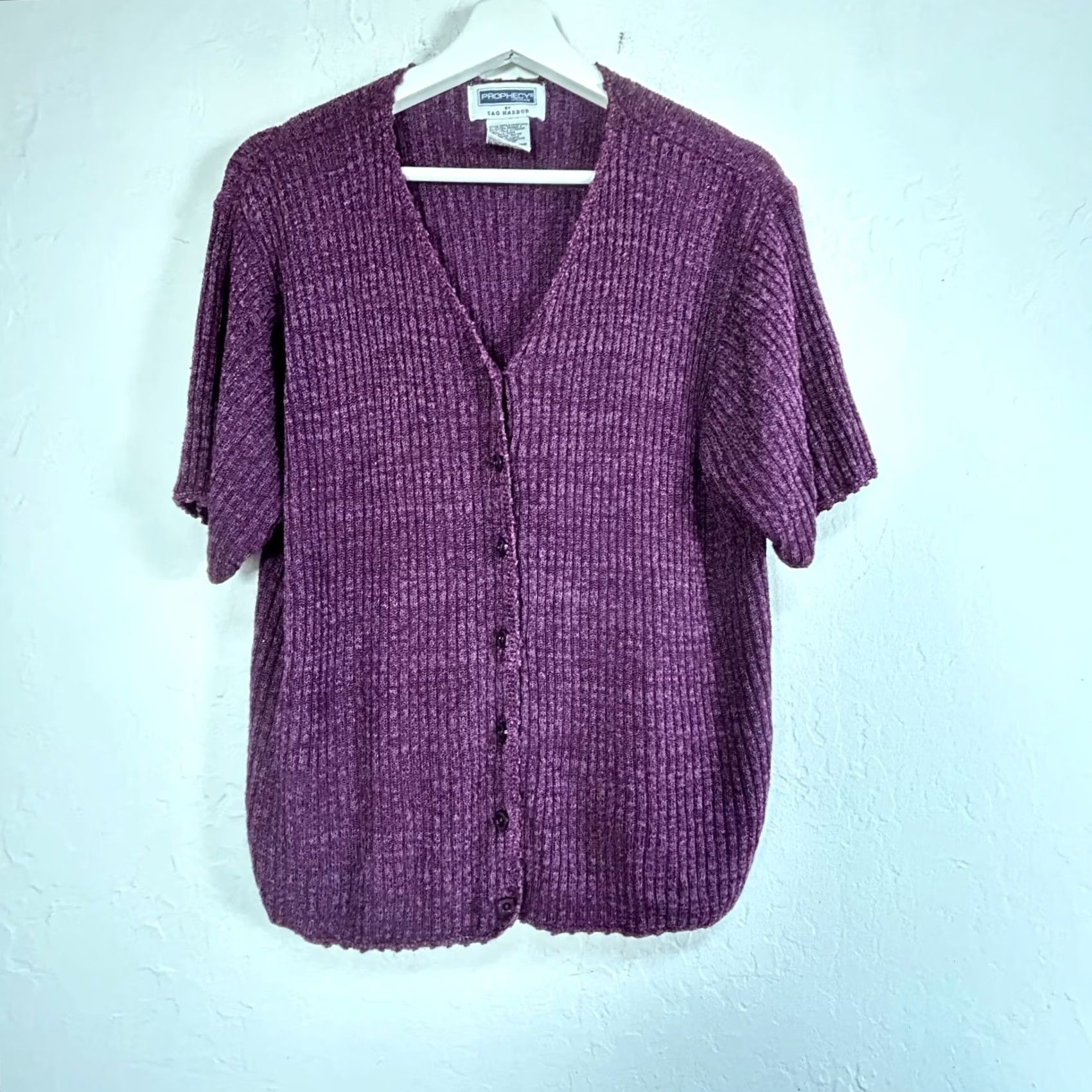 Vintage Sag Harbor Sweater Womens 2X Purple Prophecy Knit Cardigan Silk Blend Buttons Size XXL / US 16-18 / IT 52-54 - 2 Thumbnail