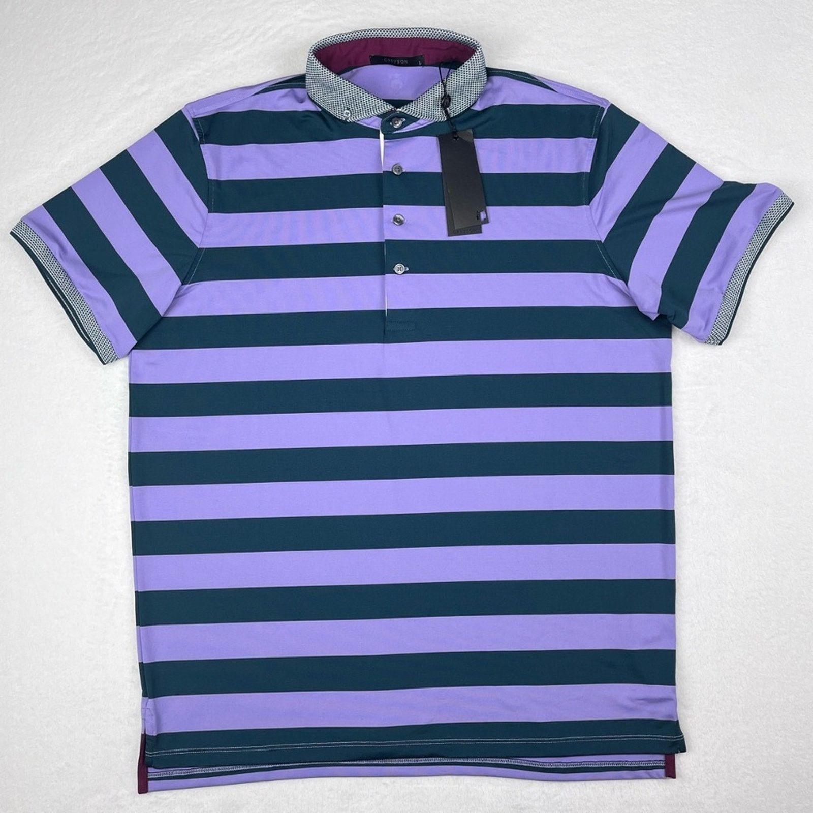 Other Greyson Men’s L Purple Saguache Striped Windflower Golf Polo Size US L / EU 52-54 / 3 - 2 Thumbnail