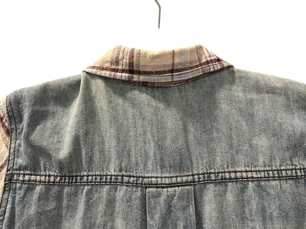 Free People Free People Plaid Flannel Denim Button Up Shirt Size M Size M / US 6-8 / IT 42-44 - 9 Thumbnail