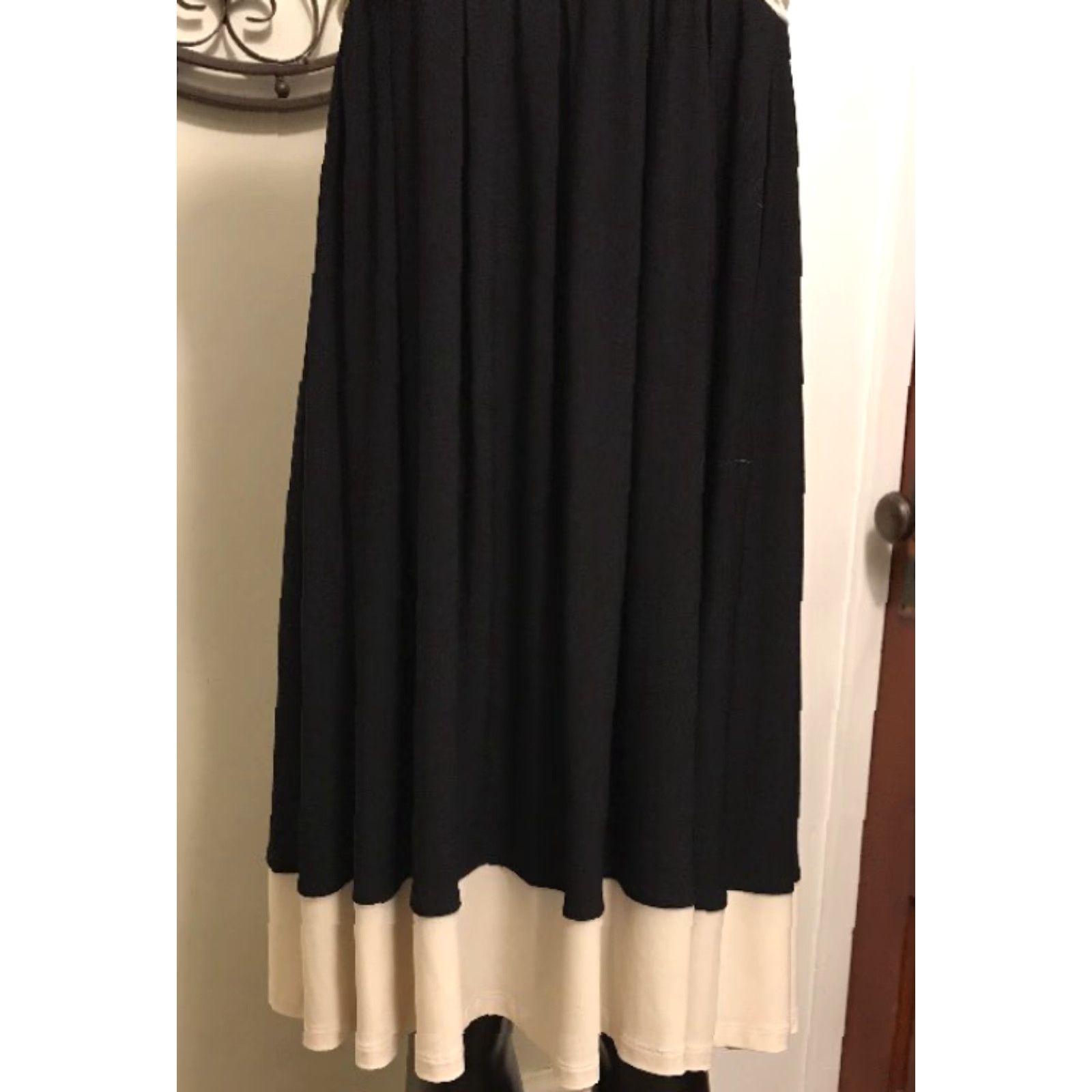 Vintage Jones Wear Dress 12 Regular Black with Ivory Bands Spaghetti Strap Women's Size XL / US 12-14 / IT 48-50 - 5 Thumbnail