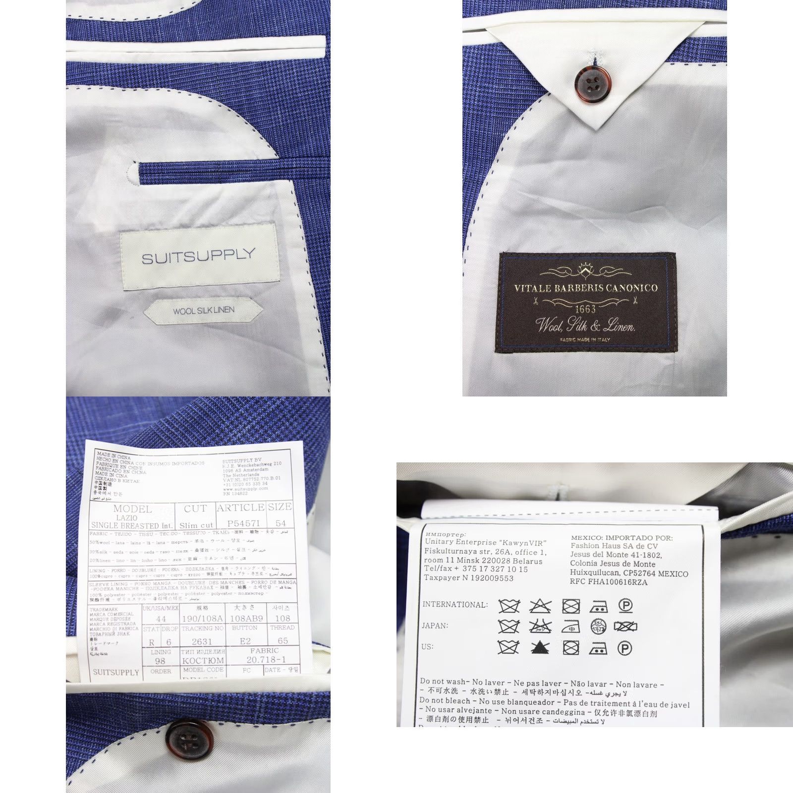 Suitsupply Suitsupply Lazio Blazer Men's UK 44 Single Breasted Slim One Button Jacket Blue Size 44R - 8 Thumbnail