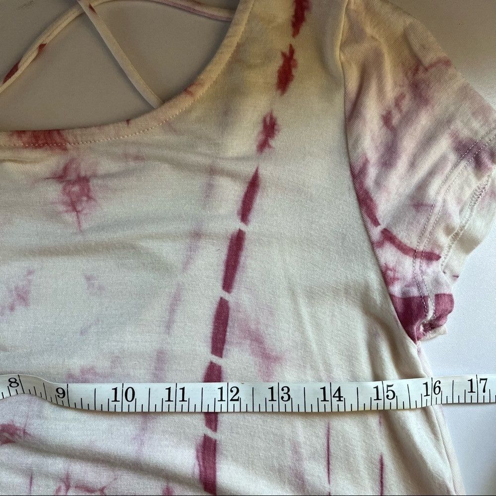 Designer Tie Dye Tunic Dress with Criss Cross Back. Pink White Small Size ONE SIZE - 8 Thumbnail