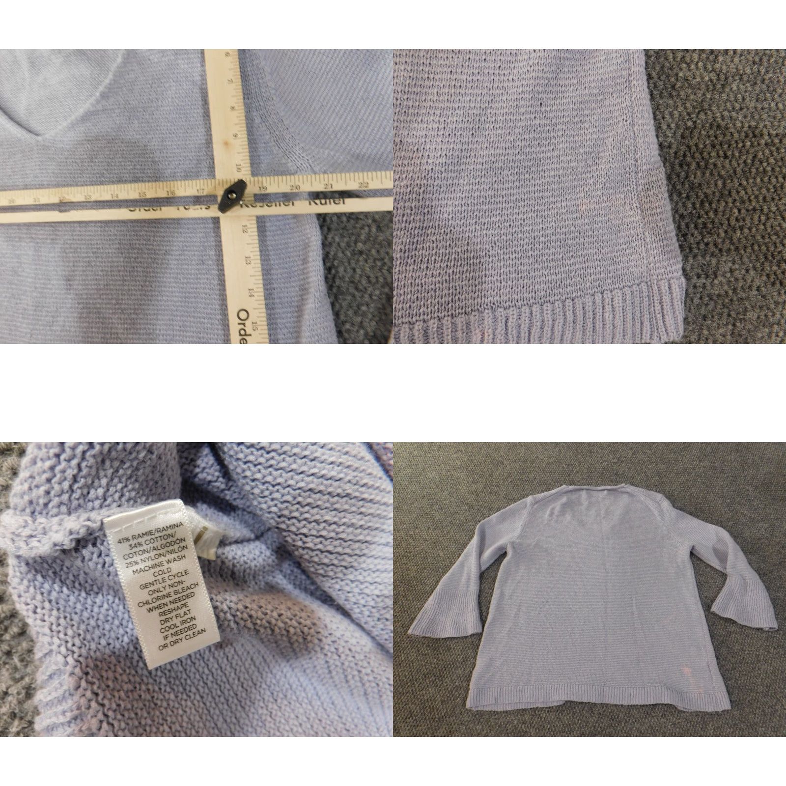 Loft LOFT Sweater Pullover Knit V-Neck Long Sleeve Women's Regular Large Purple Cotton Ramie Stretch Casual Modern Designer 90s (no) Size L / US 10 / IT 46 - 8 Thumbnail