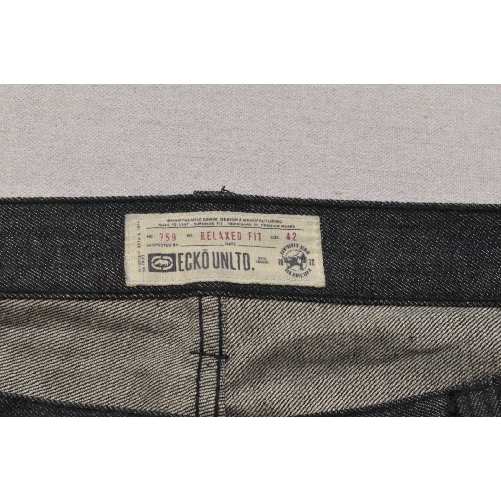 Ecko Unltd. Ecko Unltd Jeans 42x32 Relaxed Fit Black Denim 5-Pocket Straight Mens Works RhG Rhino No. 759 Size US 42 / EU 58 - 6 Thumbnail