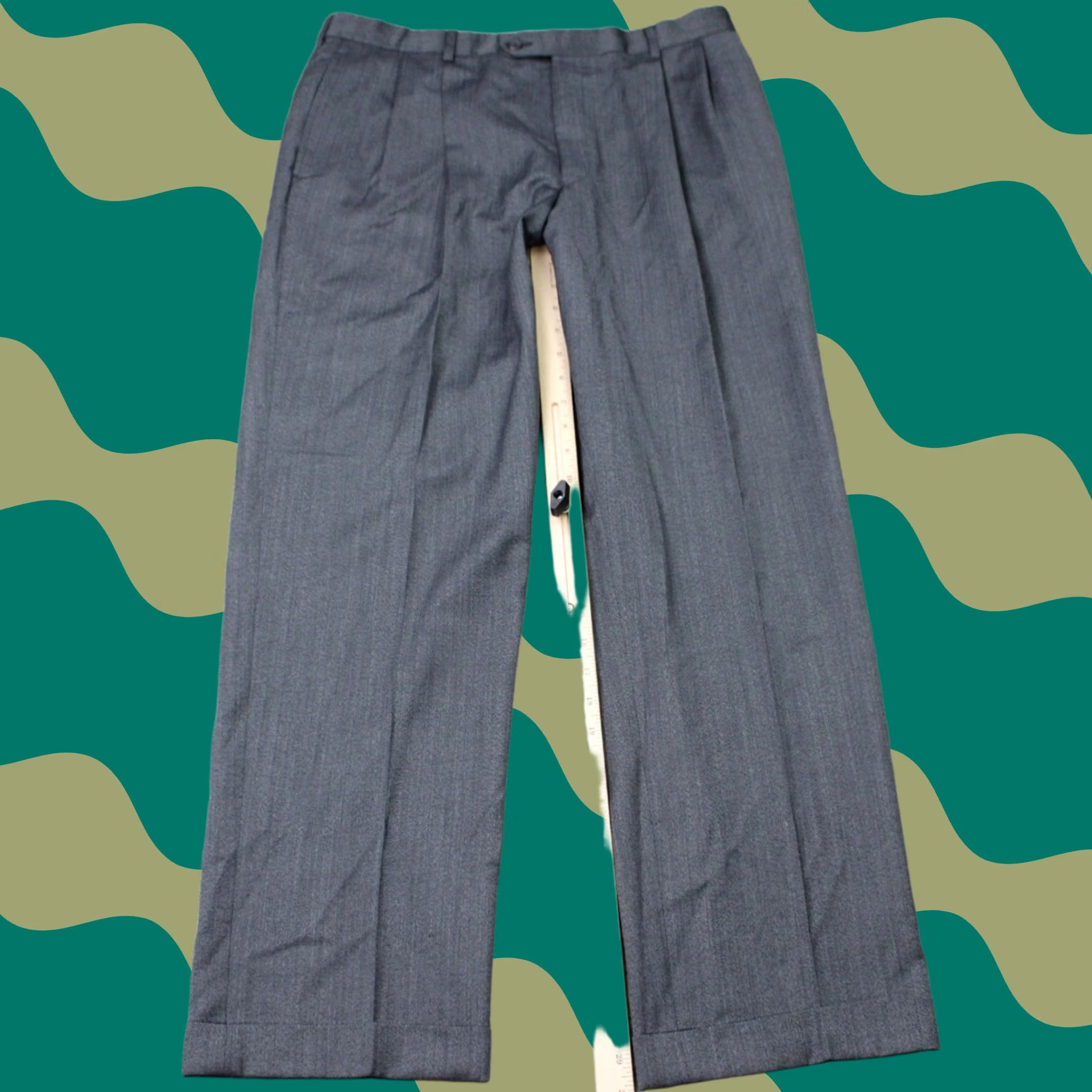 Jos. A. Bank Jos. A. Bank Dress Pants Mens 36x30 Gray Wool Pleated Cuffed Straight Leg Regular Fit Men's Clothing Pants Full Length Straight Leg Dress Pants Size US 36 / EU 52 - 1 Thumbnail