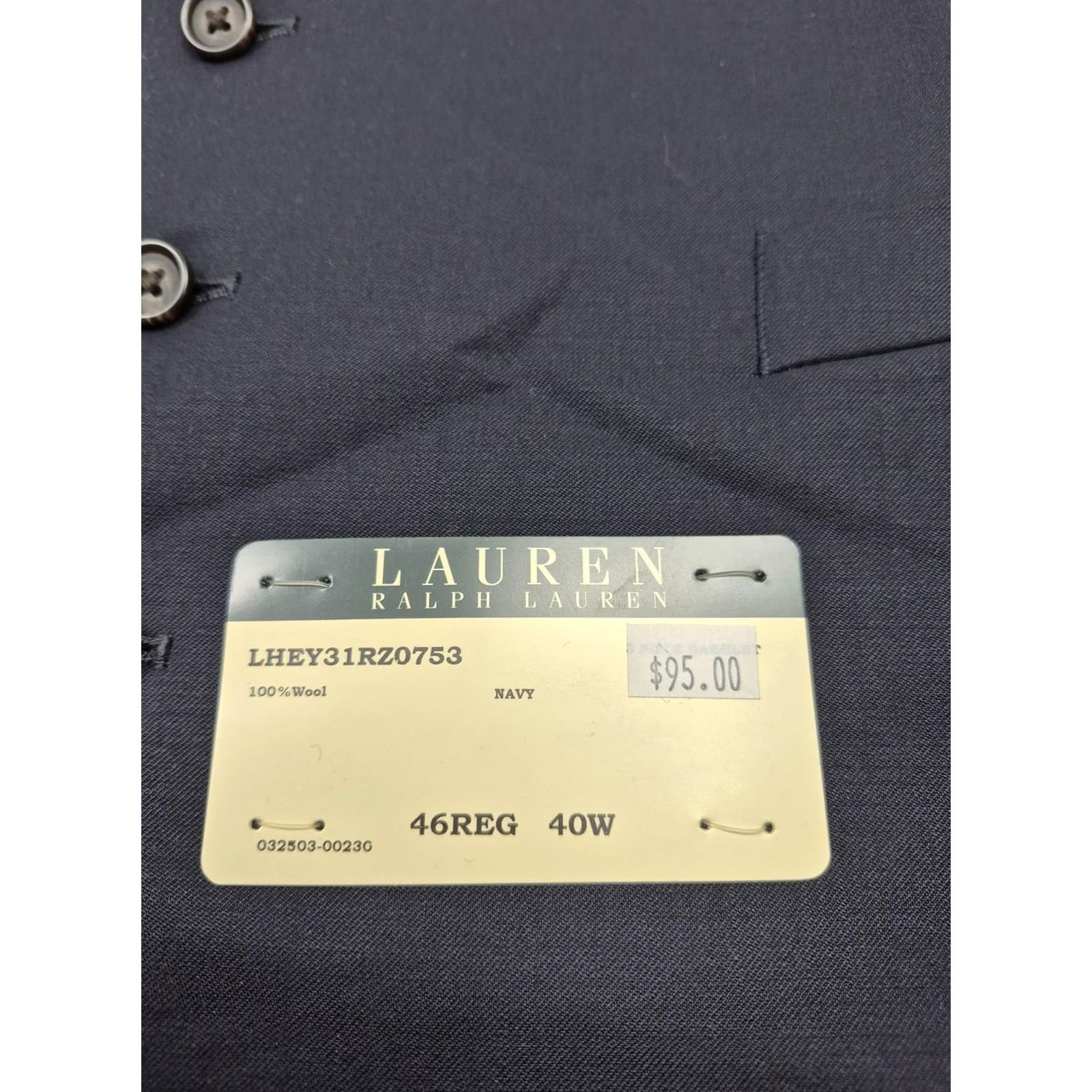 Ralph Lauren VINTAGE? No. Lauren Ralph Lauren Suit Vest Mens 46 Blue 100% Wool 5 Button Belted NWT Size 46R - 3 Thumbnail