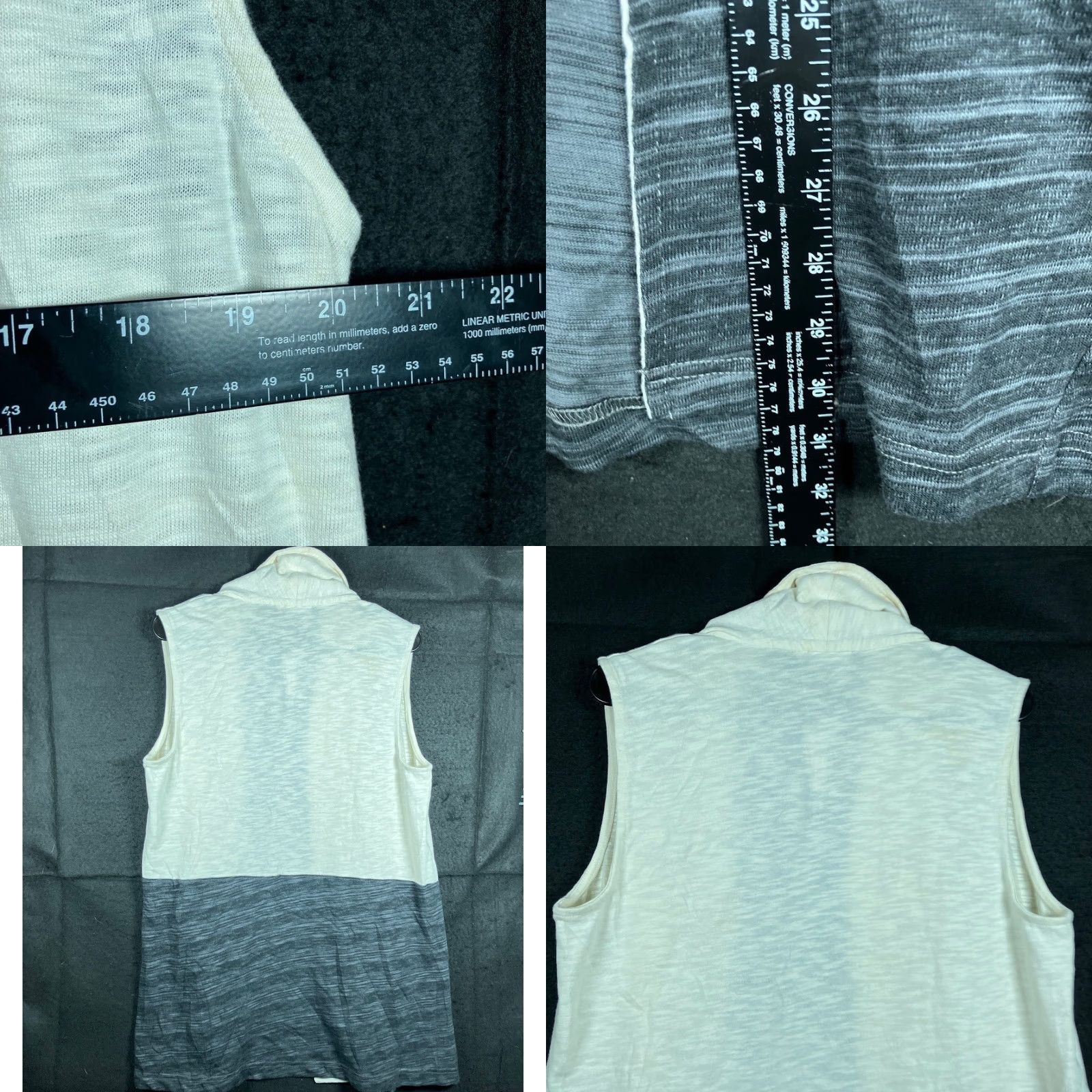 Talbots T by Talbots Womens Sweater Cream Gray Open Vest Shawl Collar Medium Size M / US 6-8 / IT 42-44 - 8 Thumbnail