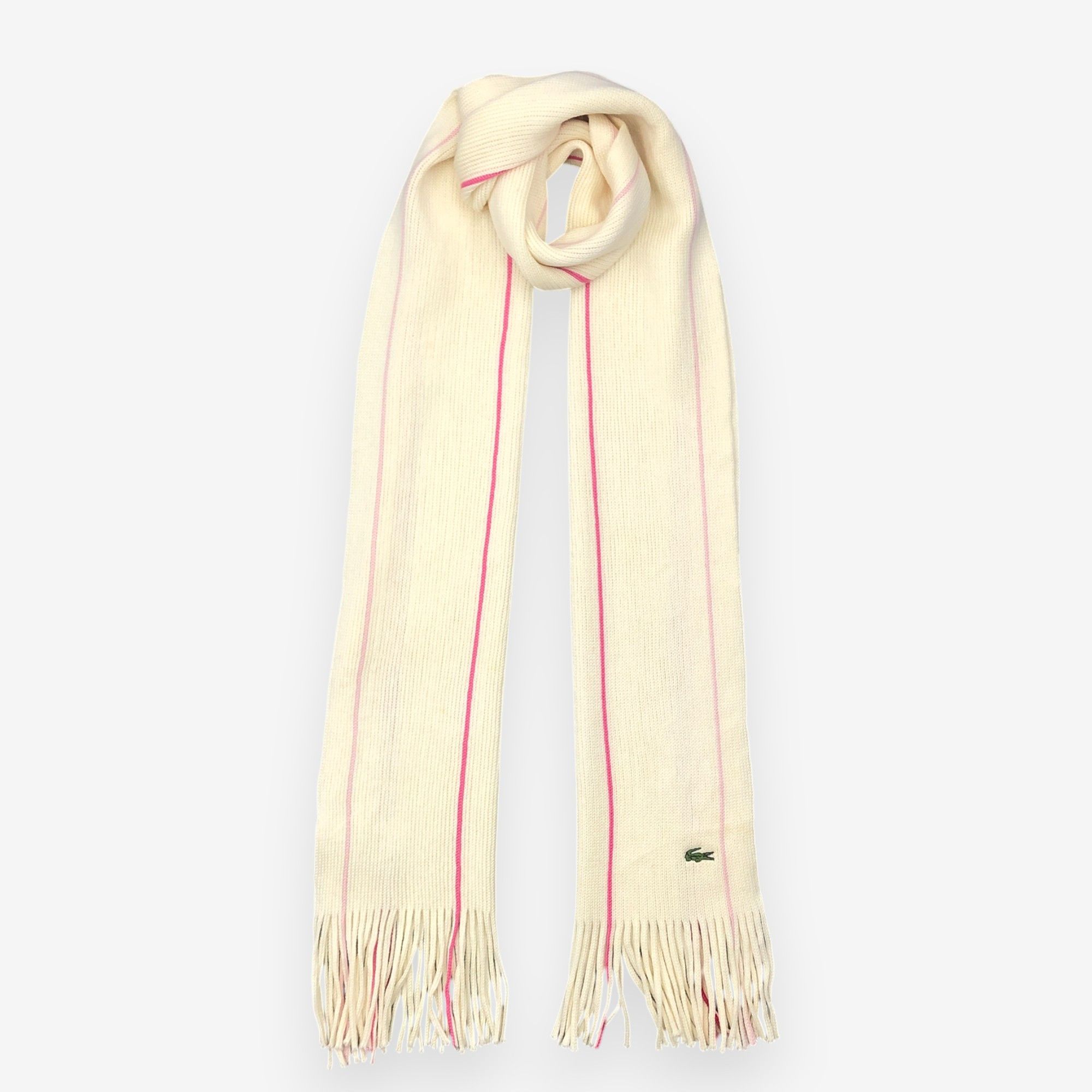 Lacoste Vintage Lacoste Scarf Muffler Wool Ribbed Knit Scarves Size ONE SIZE - 1 Thumbnail