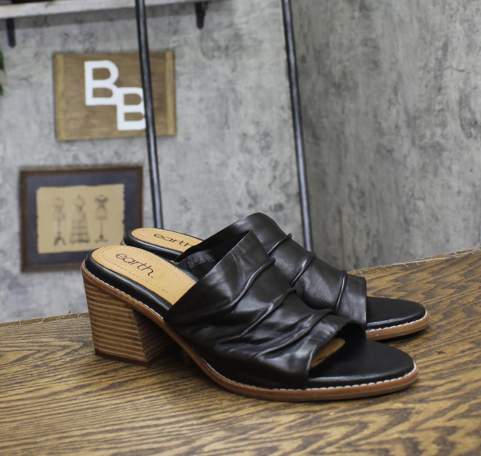 Earth Ragz Earth Womens Stacked Heel Leather Sandals Etadara Black 11m Size US 11 / IT 41 - 1 Thumbnail