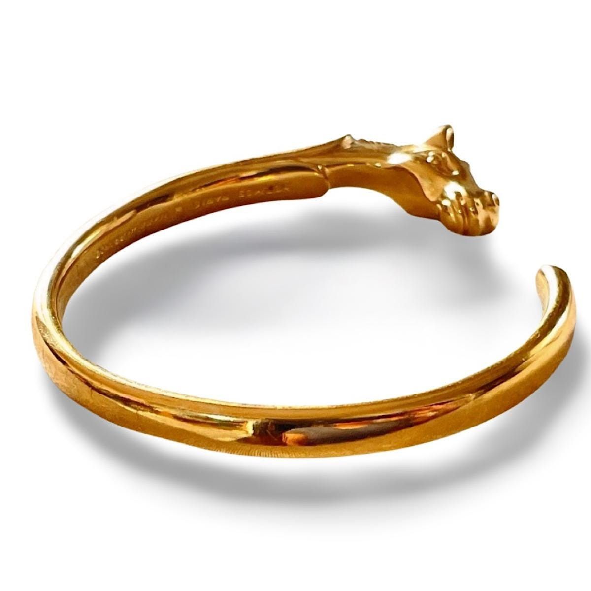 Hermes Vintage Hermes golden horse head design bangle, bracelet. Size ONE SIZE - 8 Thumbnail