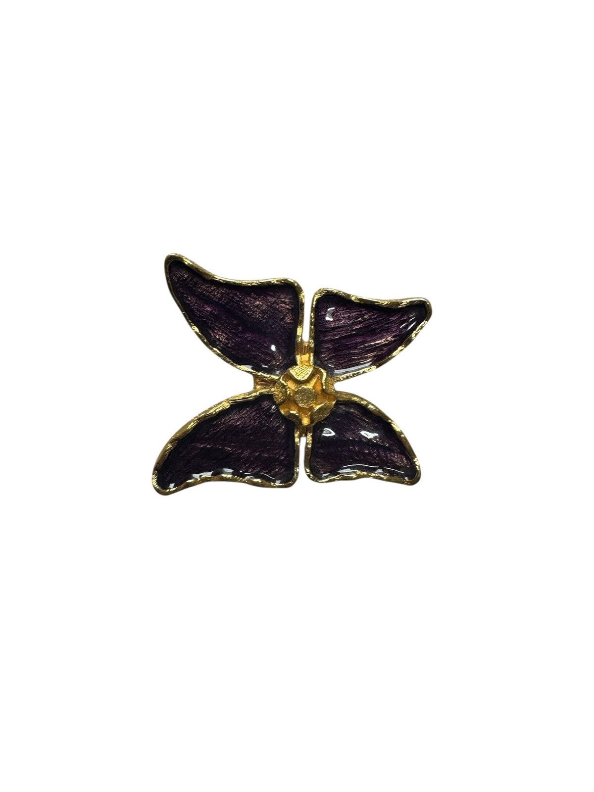 Yves Saint Laurent Vintage YSL Black and Gold Butterfly Brooch #2033 Size ONE SIZE - 4 Thumbnail