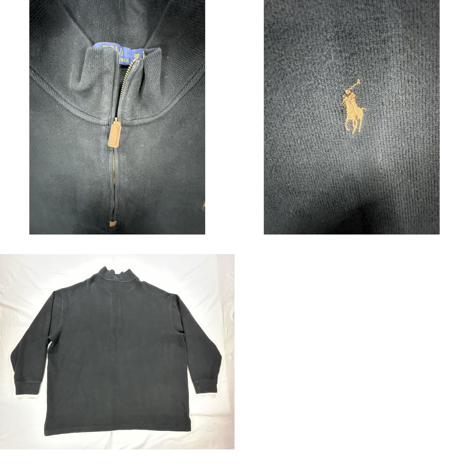 Ralph Lauren VINTAGE Ralph Lauren Polo Men's 3XB 1/4 Zip Sweatshirt Big & Tall Black Cotton Knit Logo Embroidered Pony 1/4 Zip Mens Size US XXL / EU 58 / 5 - 8 Thumbnail