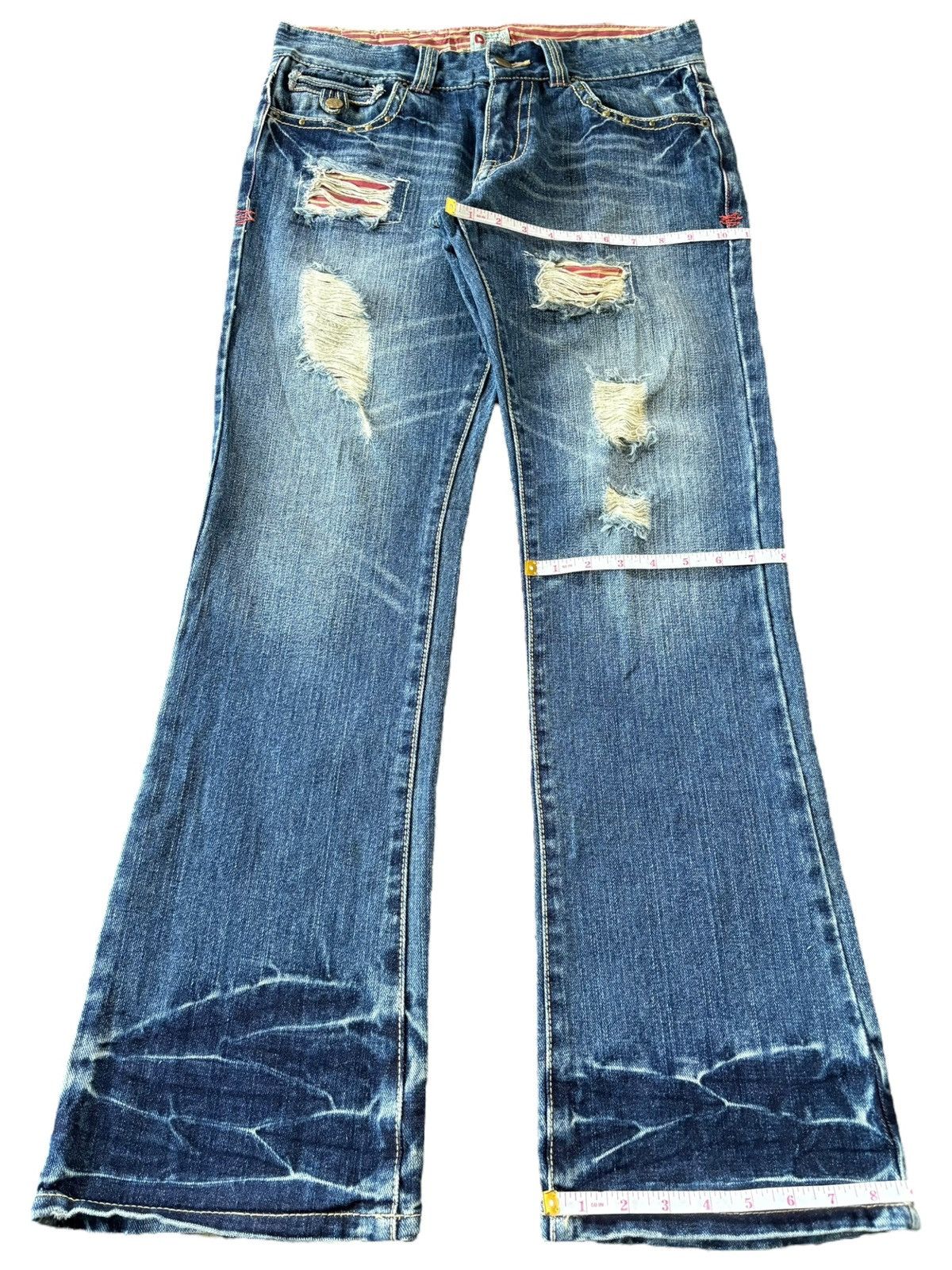 Hysteric Glamour Vintage Japanese Brand Patches Distress Flare Jeans Size 32" / US 10 / IT 46 - 8 Thumbnail