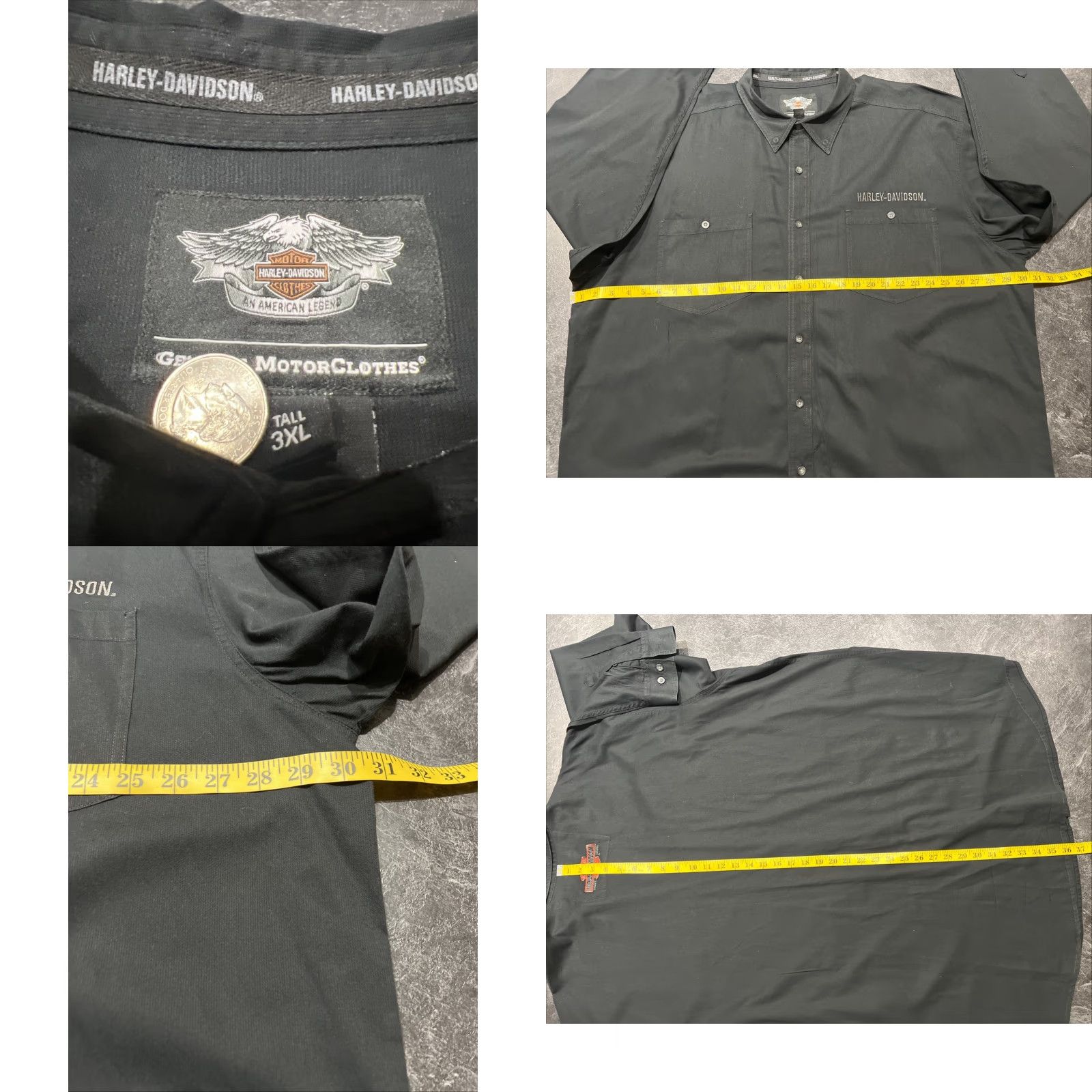 Harley Davidson Harley-Davidson Black Long Sleeve Button-Down Shirt 3XLT Men Big & Tall Collared Pockets Logo Split Tailored Casual Workwear Size US XXL / EU 58 / 5 - 8 Thumbnail