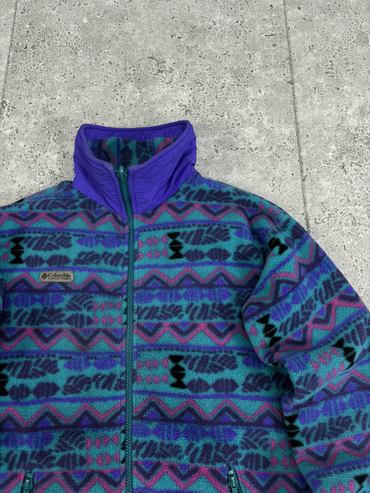 Columbia × Vintage Crazy Archive 90s Columbia Aztec Synchilla Zip Fleece Y2K Size US S / EU 44-46 / 1 - 4 Thumbnail