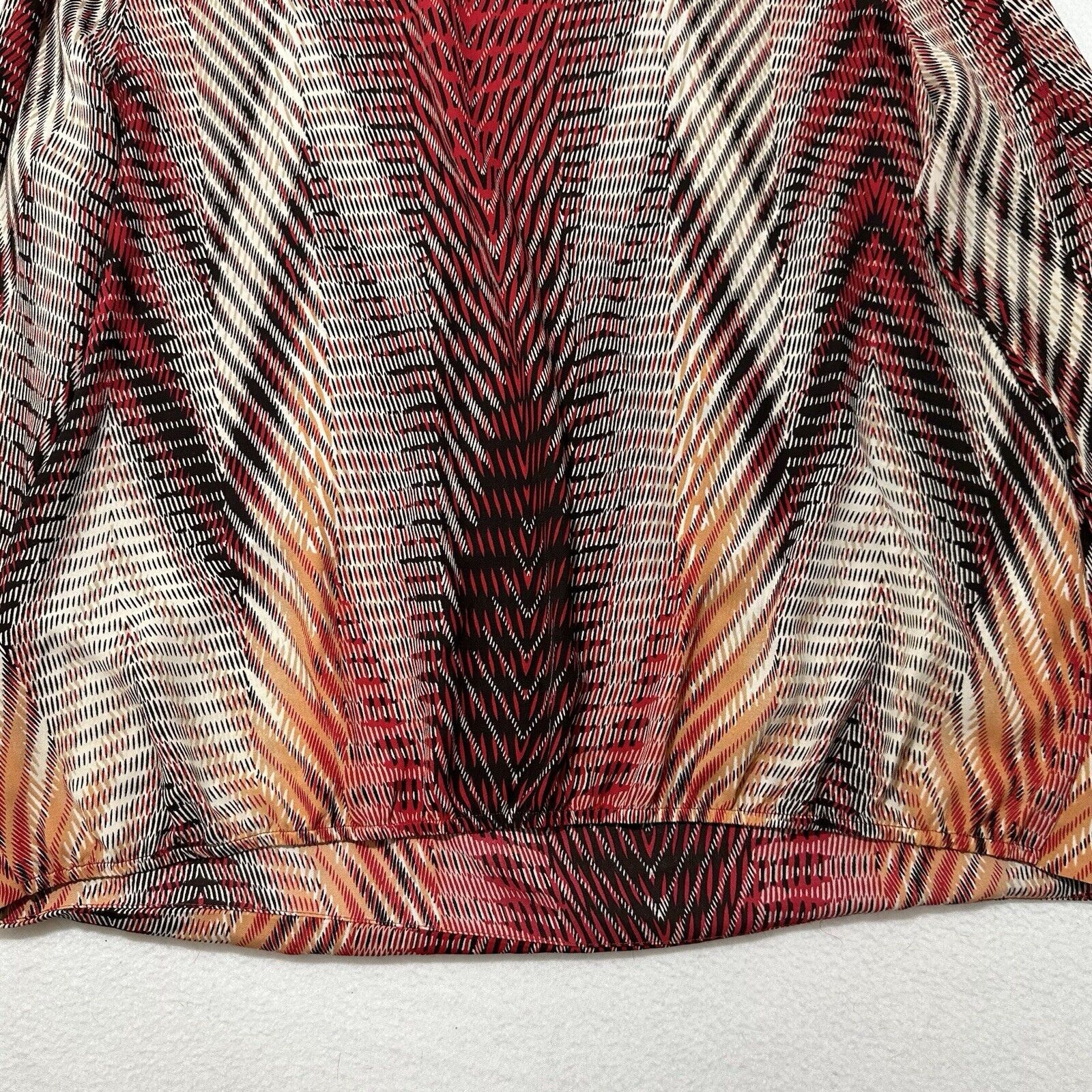 Chicos Chico’s 2 Large Long Sleeve Blouse Red Patterned Top Size L / US 10 / IT 46 - 11 Thumbnail