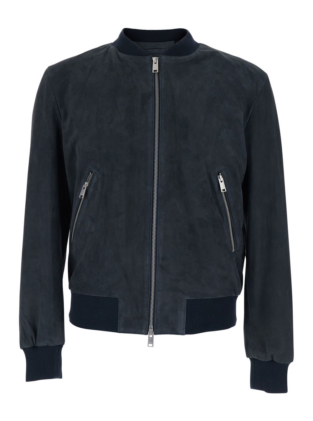 ARMA 'Didier' Blue Jacket with Stand-up Collar and Two Zip Pockets on the Front in Suede for Men Size US M / EU 48-50 / 2 - 1 Thumbnail