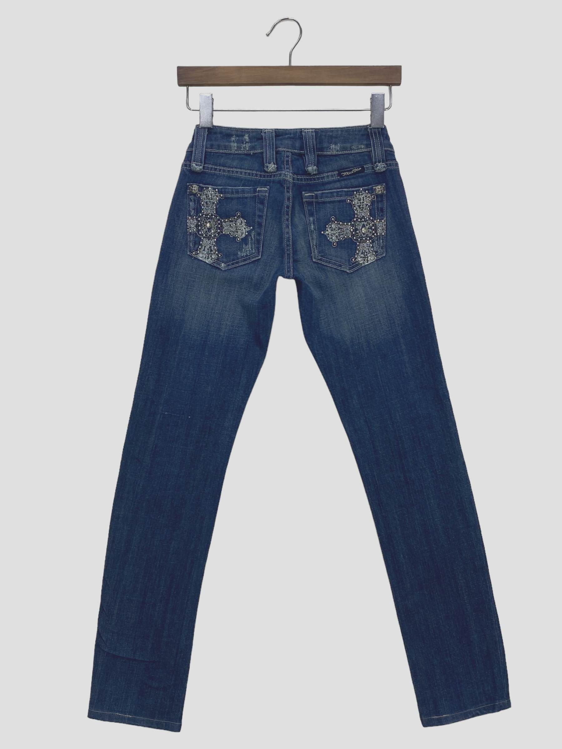 image of Miss Me Jeans Skinny Jeans Embellished Jeans in Blue, Women's (Size 24)