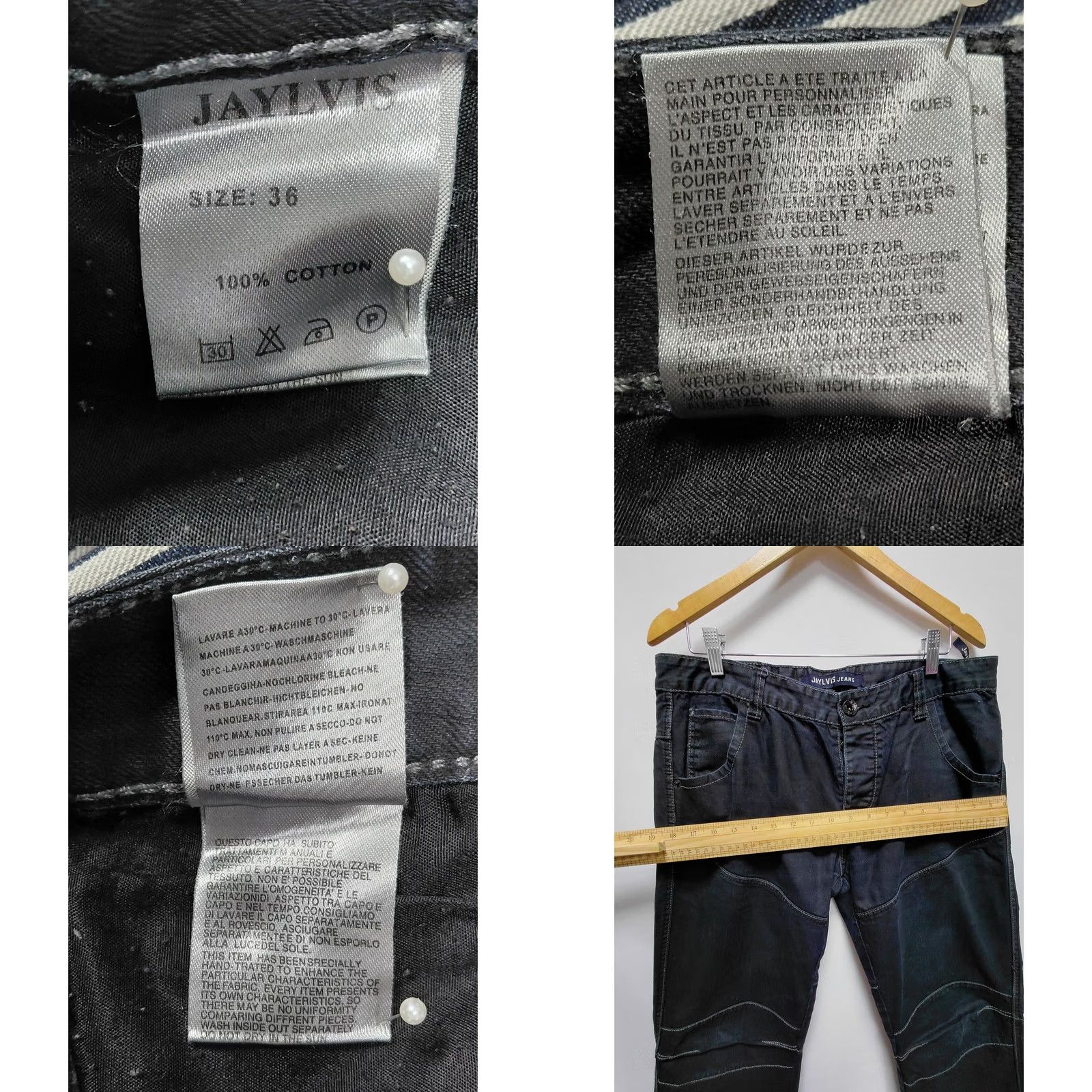 Vintage Jaylvis Jeans Black Cotton Pants Solid Denim Size 36 Mens Size US 36 / EU 52 - 9 Thumbnail