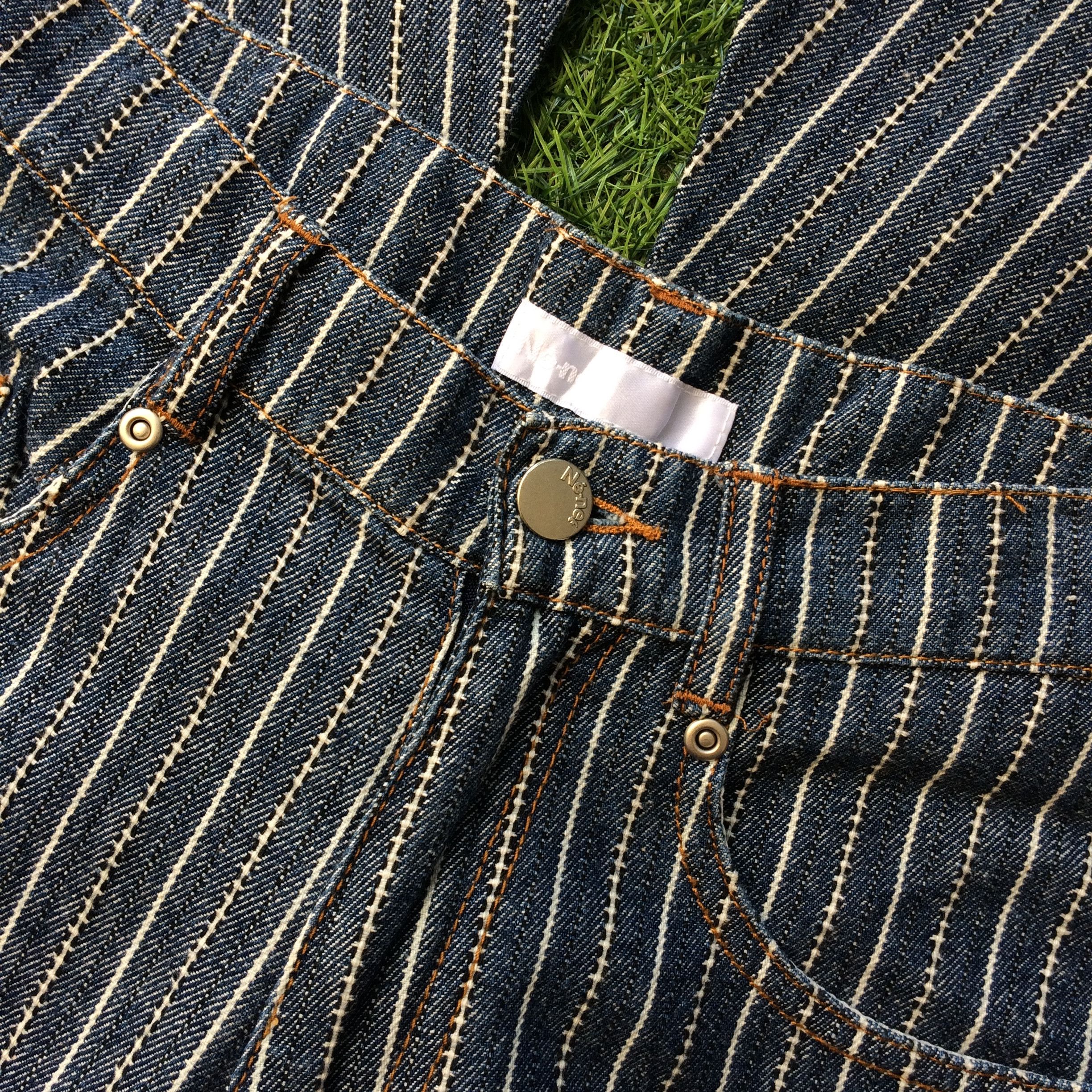 Issey Miyake × Japanese Brand × Ne-Net Ne-net by Issey Miyake Striped Drop Crotch Jeans Pants D-518 Size US 27 - 4 Thumbnail