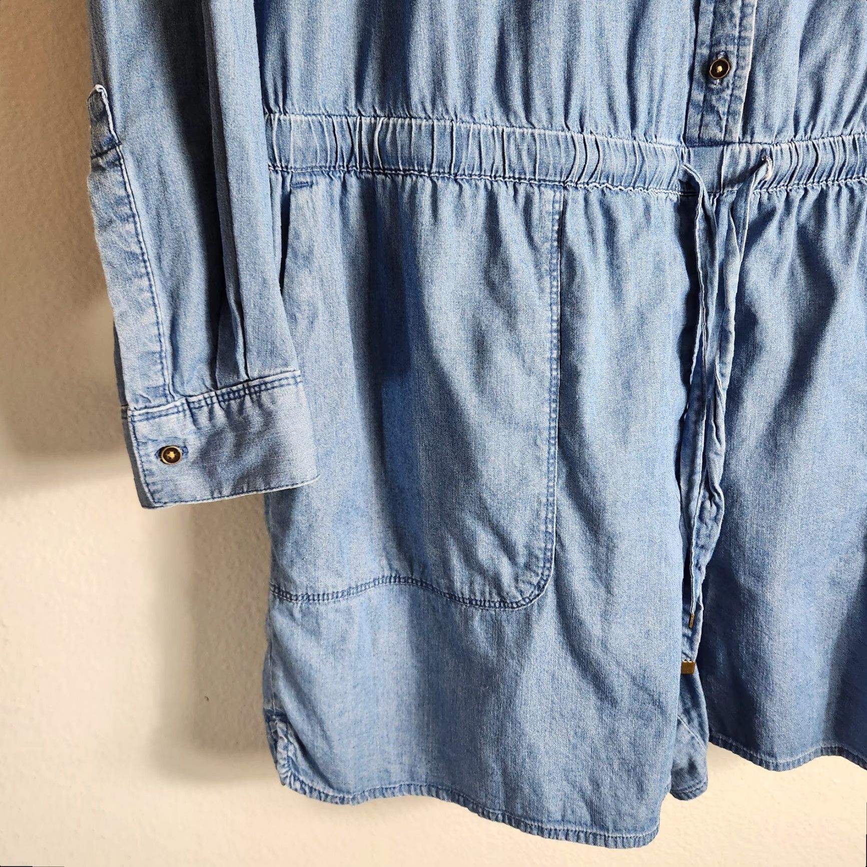 Ann Taylor Ann Taylor Loft Womens Blue Chambray Long Sleeve Romper-Size XL Size XL / US 12-14 / IT 48-50 - 5 Thumbnail