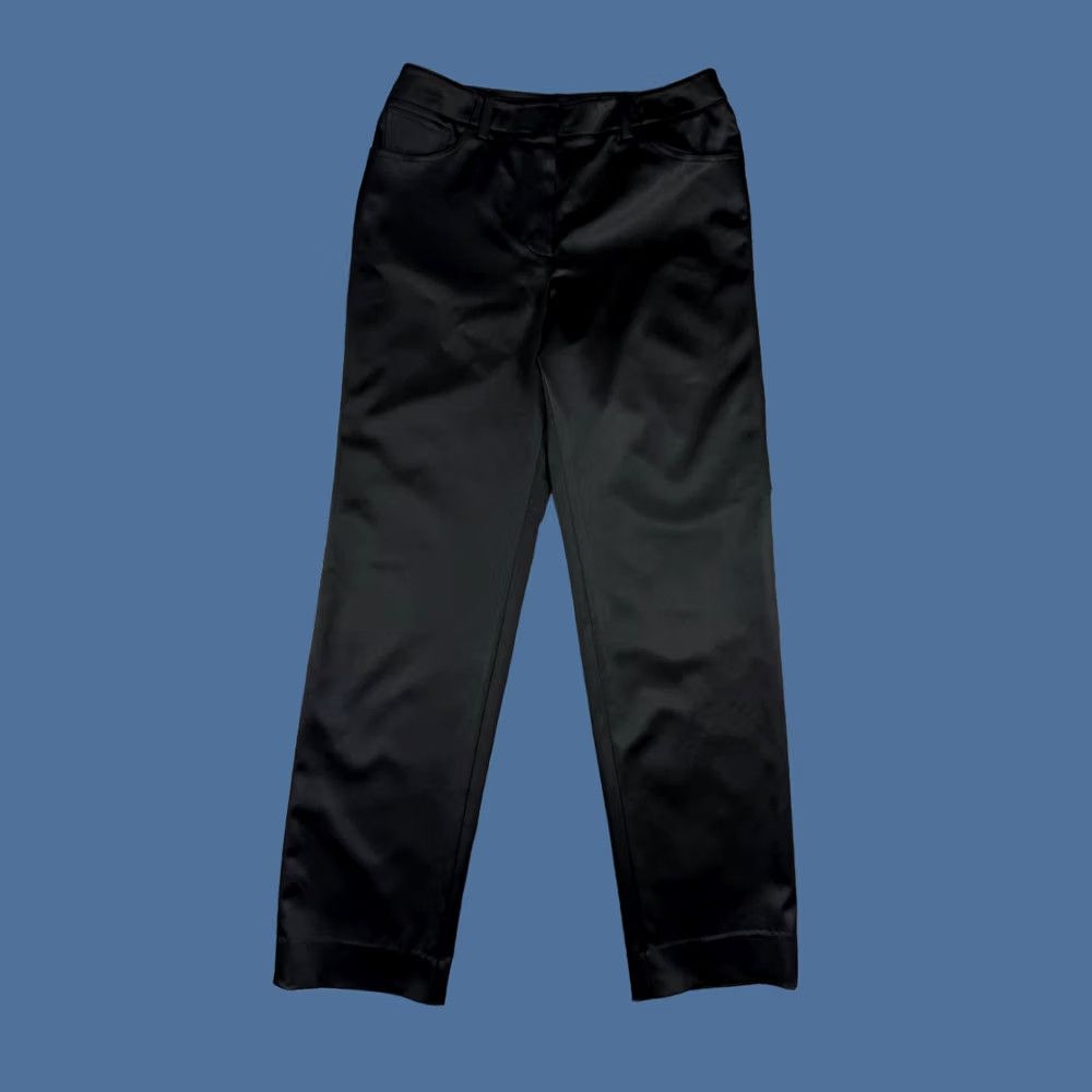 Vintage St John Evening Black Satin Dress Pants Straight Leg Trousers Size 6 (Women) Size 28" / US 6 / IT 42 - 1 Thumbnail