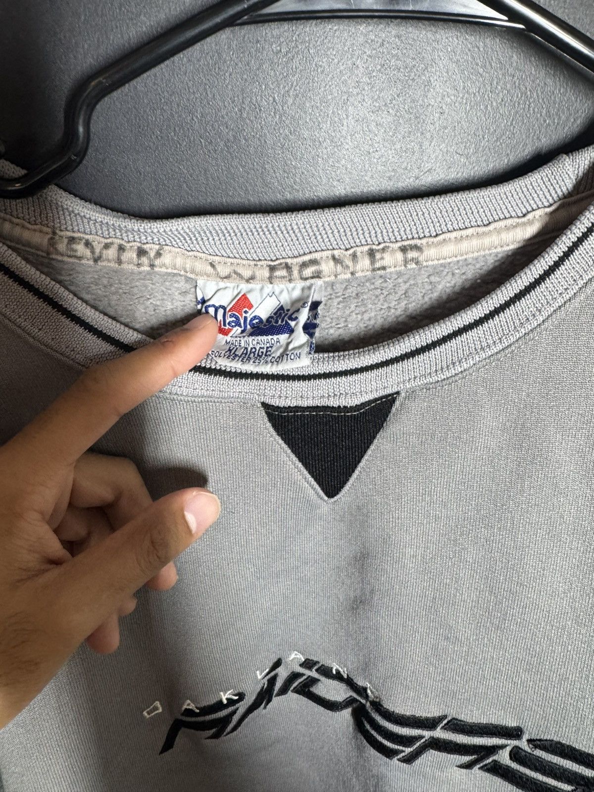 Majestic Grey Oakland Raider Sweater Size US XL / EU 56 / 4 - 2 Thumbnail
