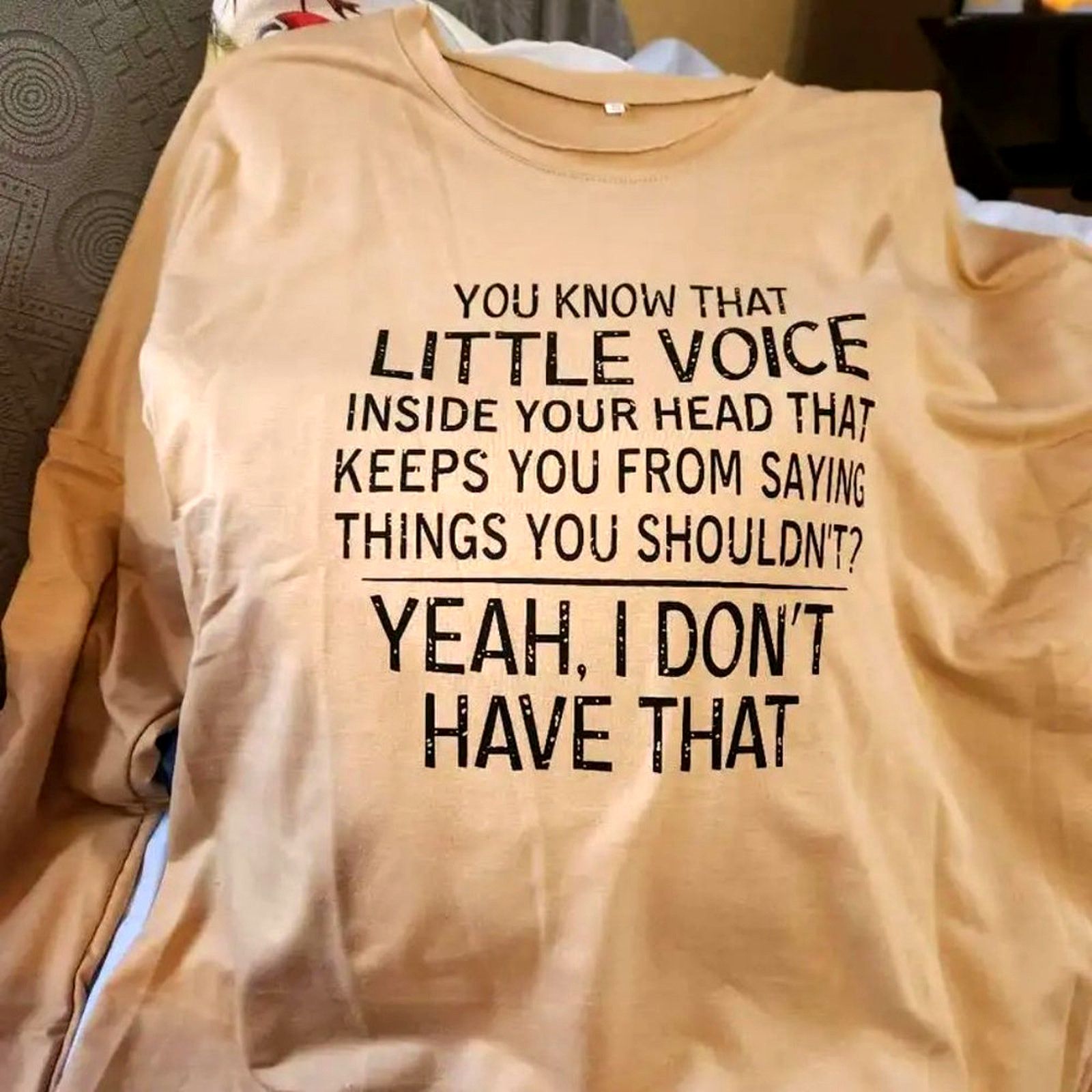 Other Funny Crew Neck Long Sleeve Little Voice Shirt Khaki XXL 14 Size XL / US 12-14 / IT 48-50 - 3 Thumbnail