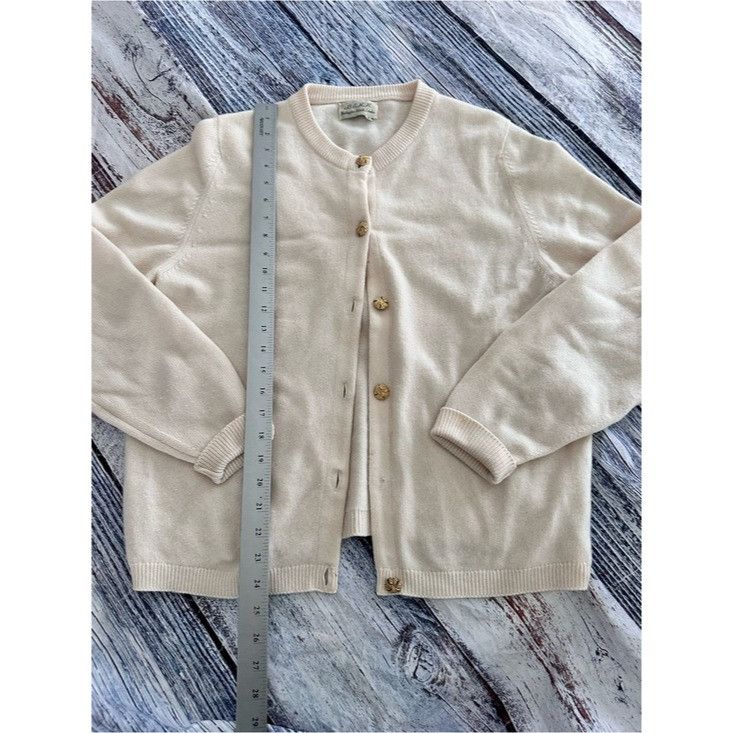 Vintage Vintage BERK 100% Cashmere Cream Knit Button-Up Cardigan Size L / US 10 / IT 46 - 11 Thumbnail