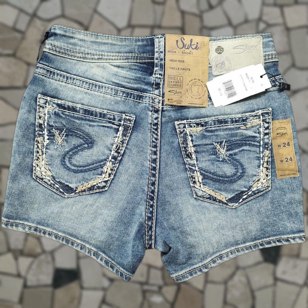 Silver Jeans Co. Silver Jeans Suki High Rise Denim Shorts Womens 24 Inseam 3 in 5-Pocket Stretch NWT Blue Size 42" / US 20 - 1 Thumbnail