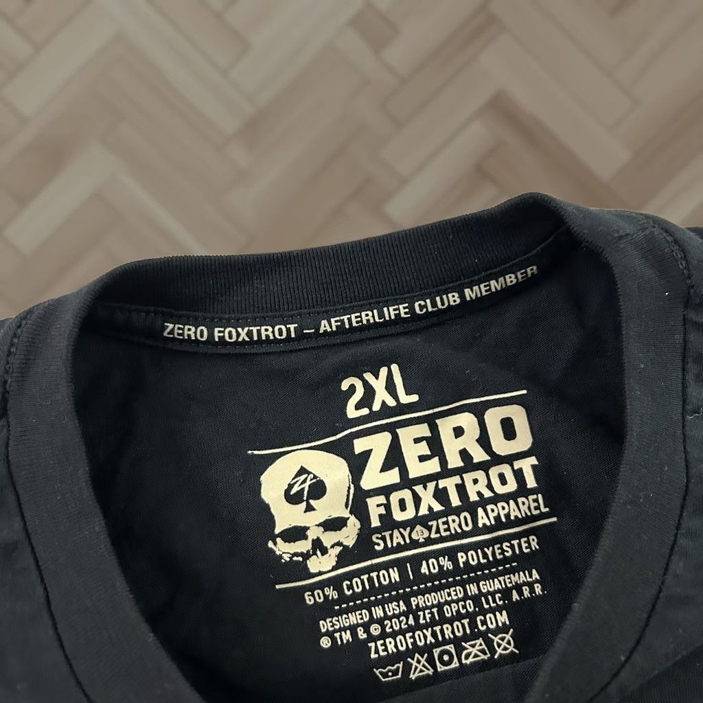 Vintage Zero Foxtrot Love By Nature Live By Luck Short Sleeve T Shirt Mens 2XL Black Size US XXL / EU 58 / 5 - 1 Thumbnail