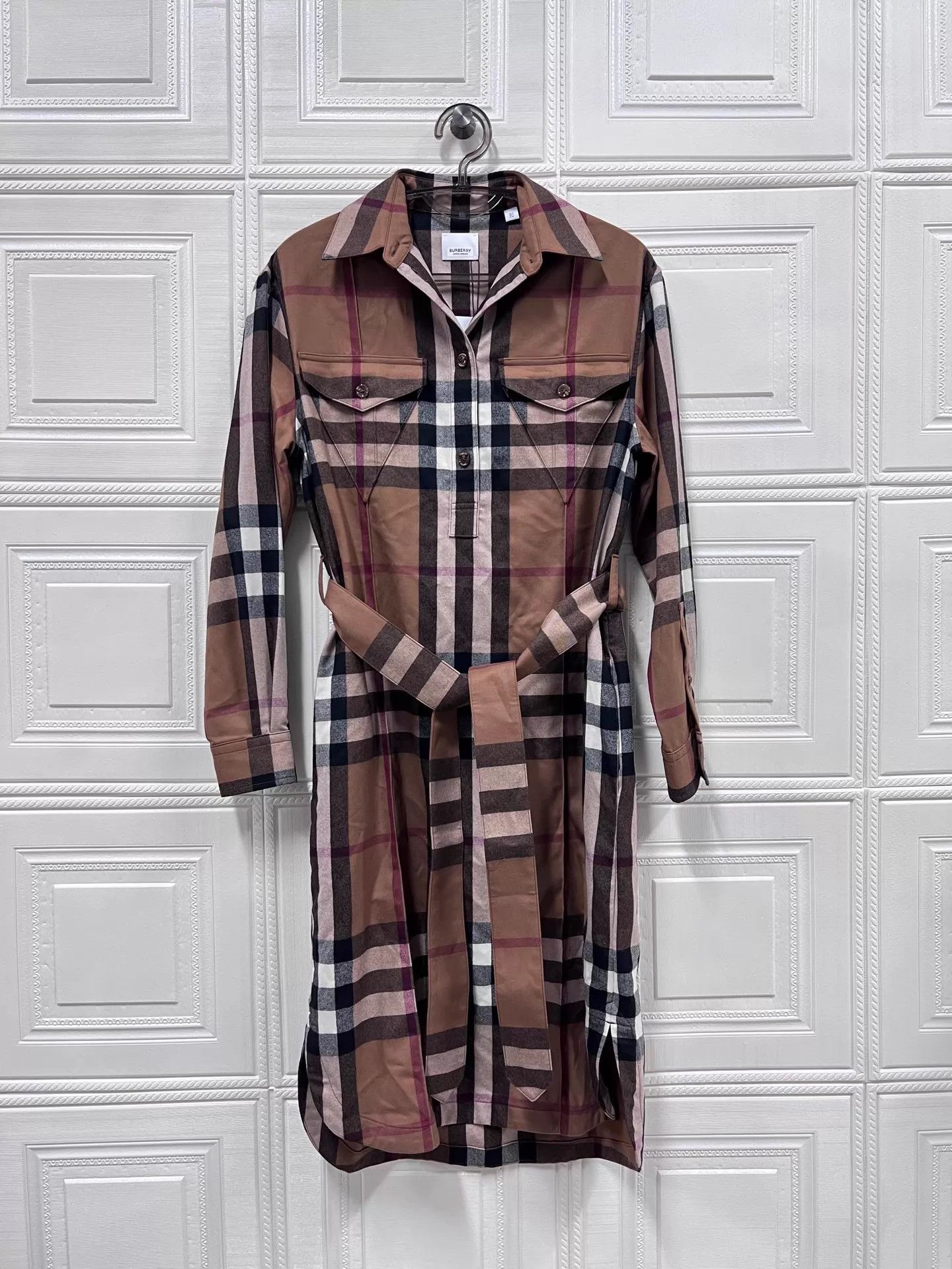 Burberry Burberry Check Wool Belted Longsleeve Shirt Dress 34 Size XXS / US 00 / IT 34 - 1 Thumbnail
