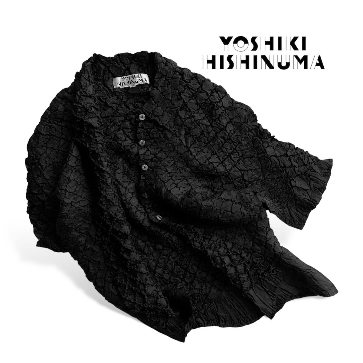 YOSHIKI HISHINUMA WRINKLE PLEATS BUTTON SHIRT