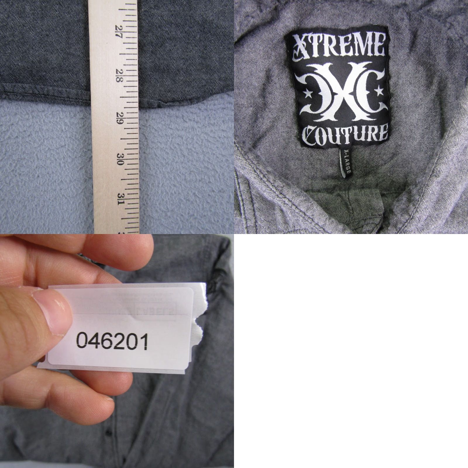 Vintage Xtreme Couture Shirt Mens Extra Large Gray Button Up Long Sleeve Embroidered MMA Size US XL / EU 56 / 4 - 8 Thumbnail