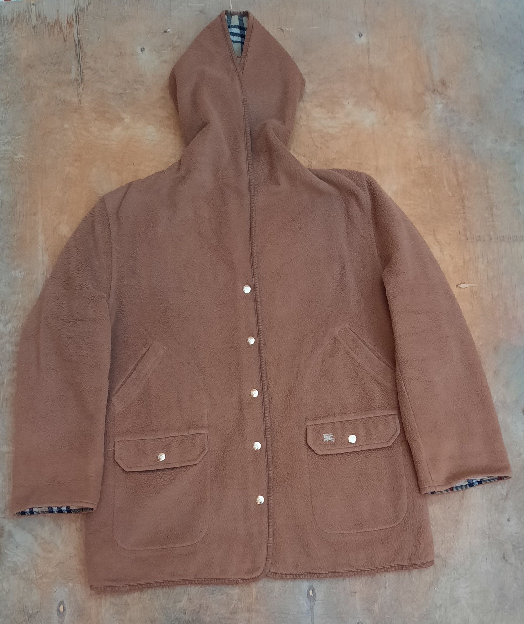 Burberry 90s Burberrys Wool Hooded Camel Coat Nova Check Lining Size US L / EU 52-54 / 3 - 2 Thumbnail