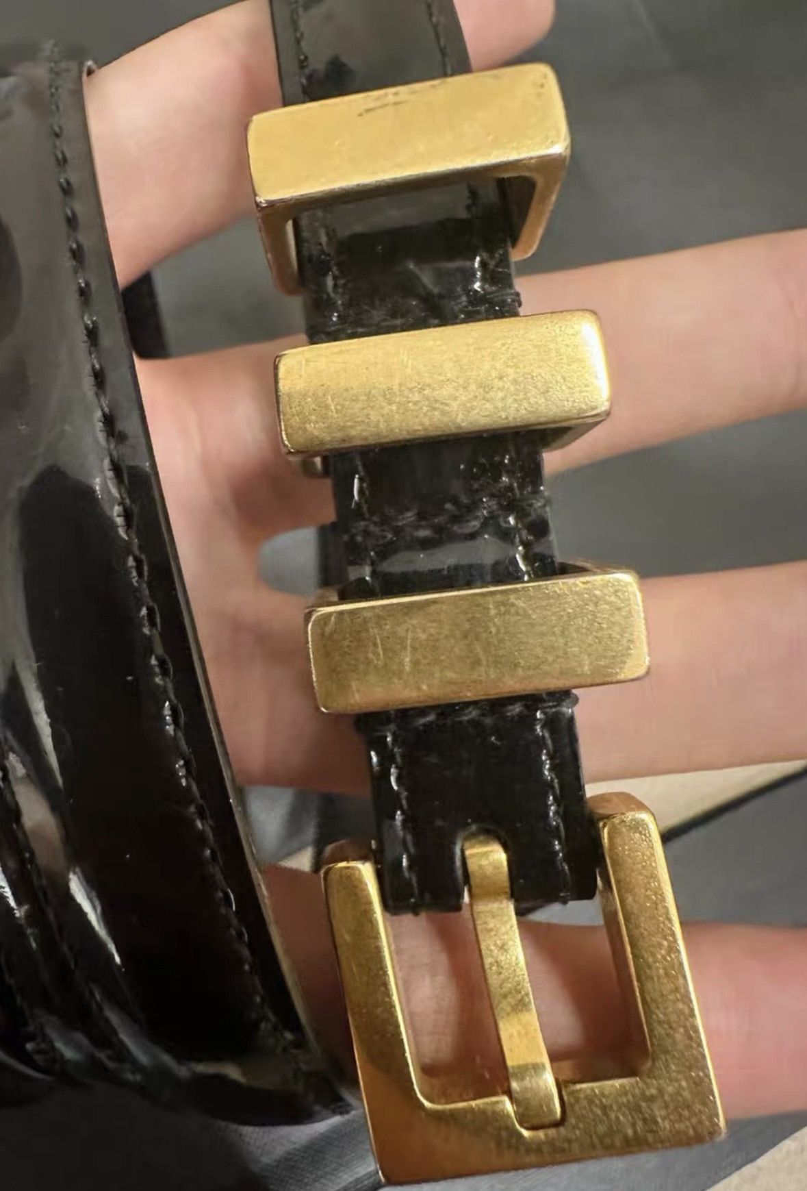 Saint Laurent Paris Saint Laurent SLP Gold Three-Segment Buckle Belt Size ONE SIZE - 2 Thumbnail