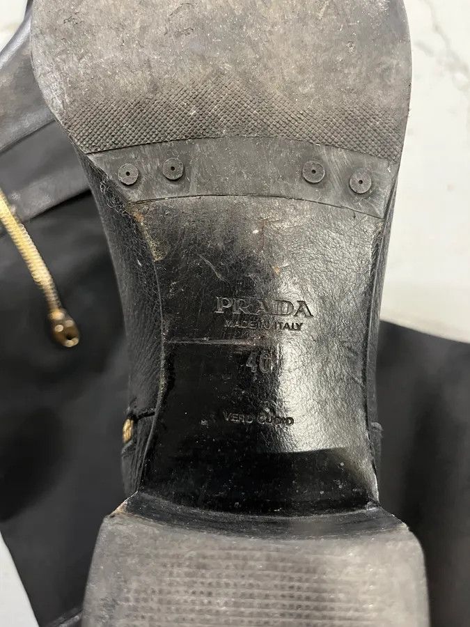 Prada 2010s Prada Black Leather Buckle Knee-High Boots Size US 9 / IT 39 - 9 Thumbnail